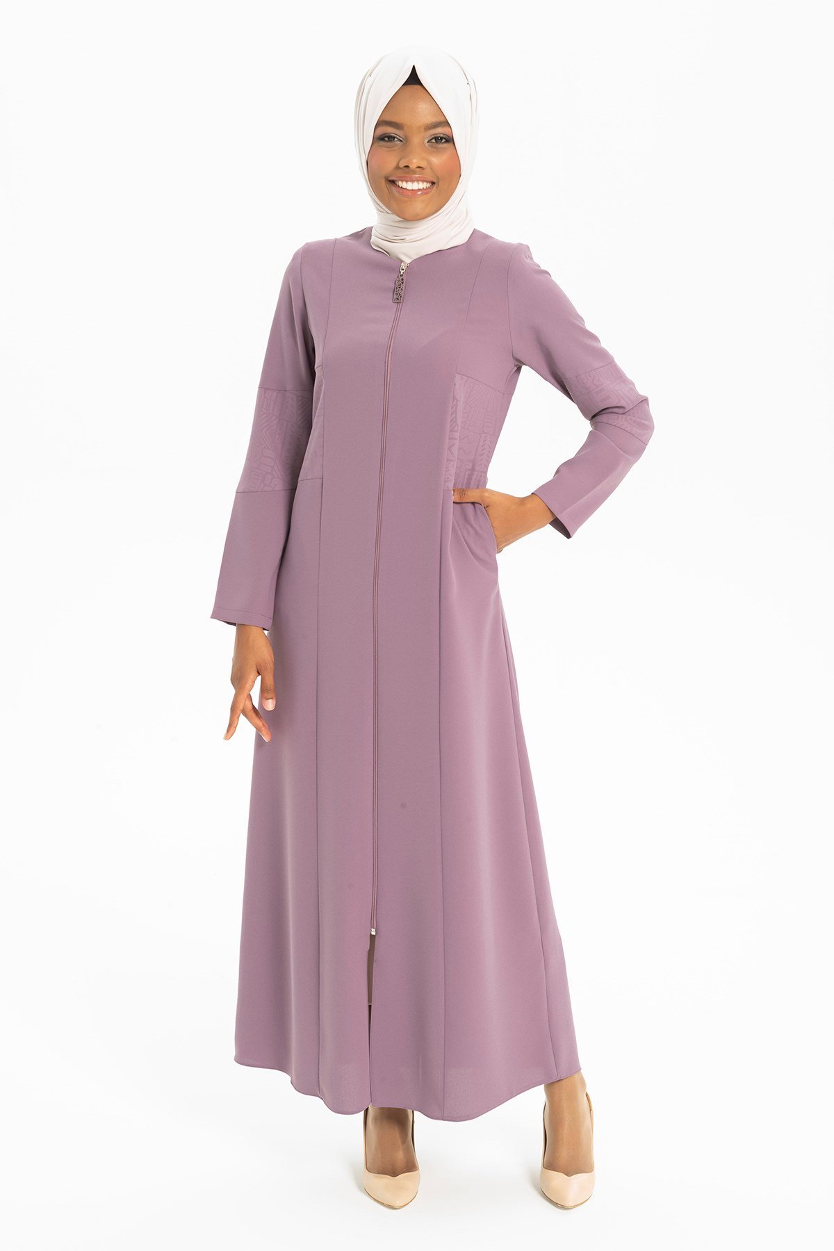 Beyza-Baskı Detaylı Spor Lila Ferace 3376