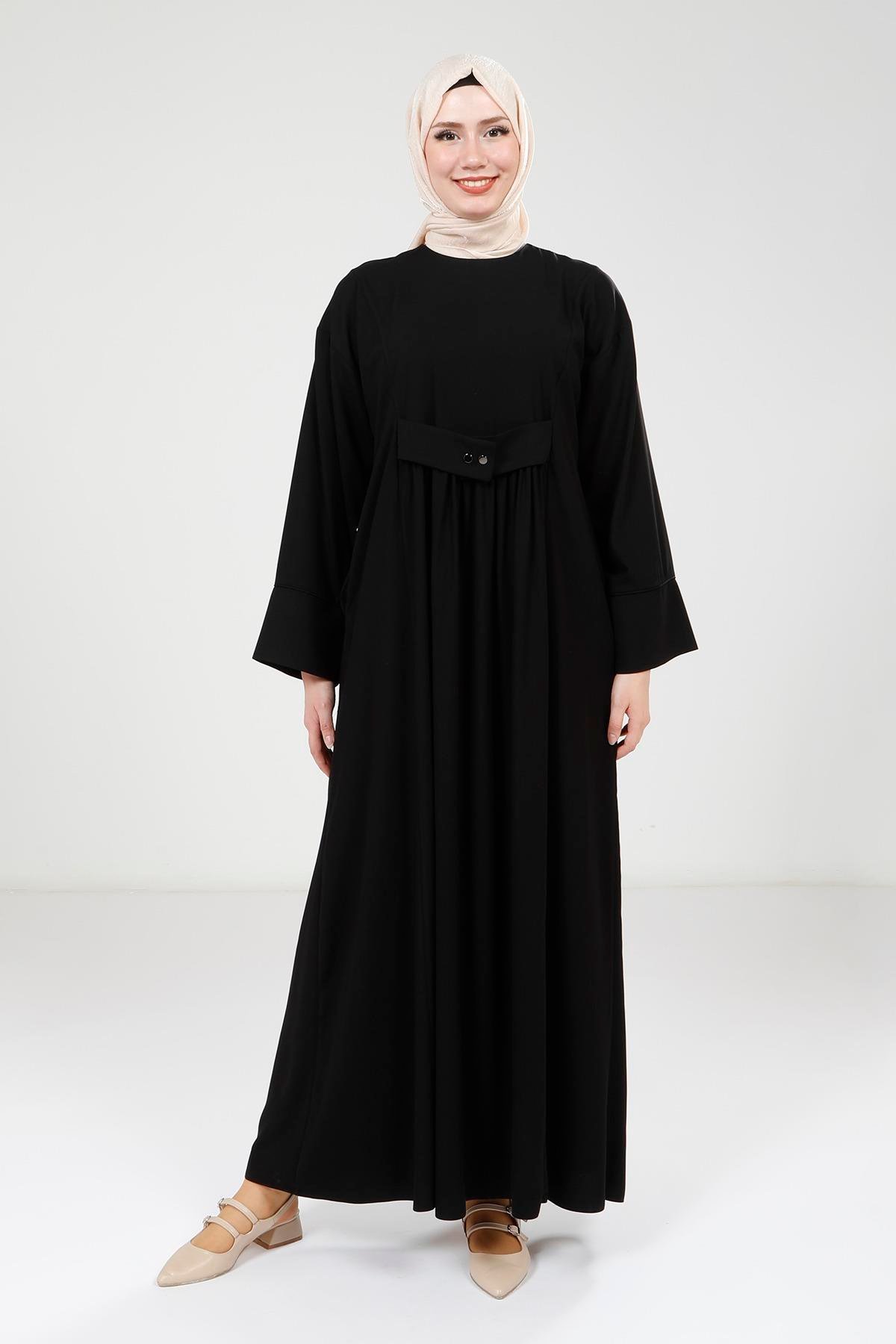 Beyza-Beyza Çıtçıtlı Siyah Elbise 9220