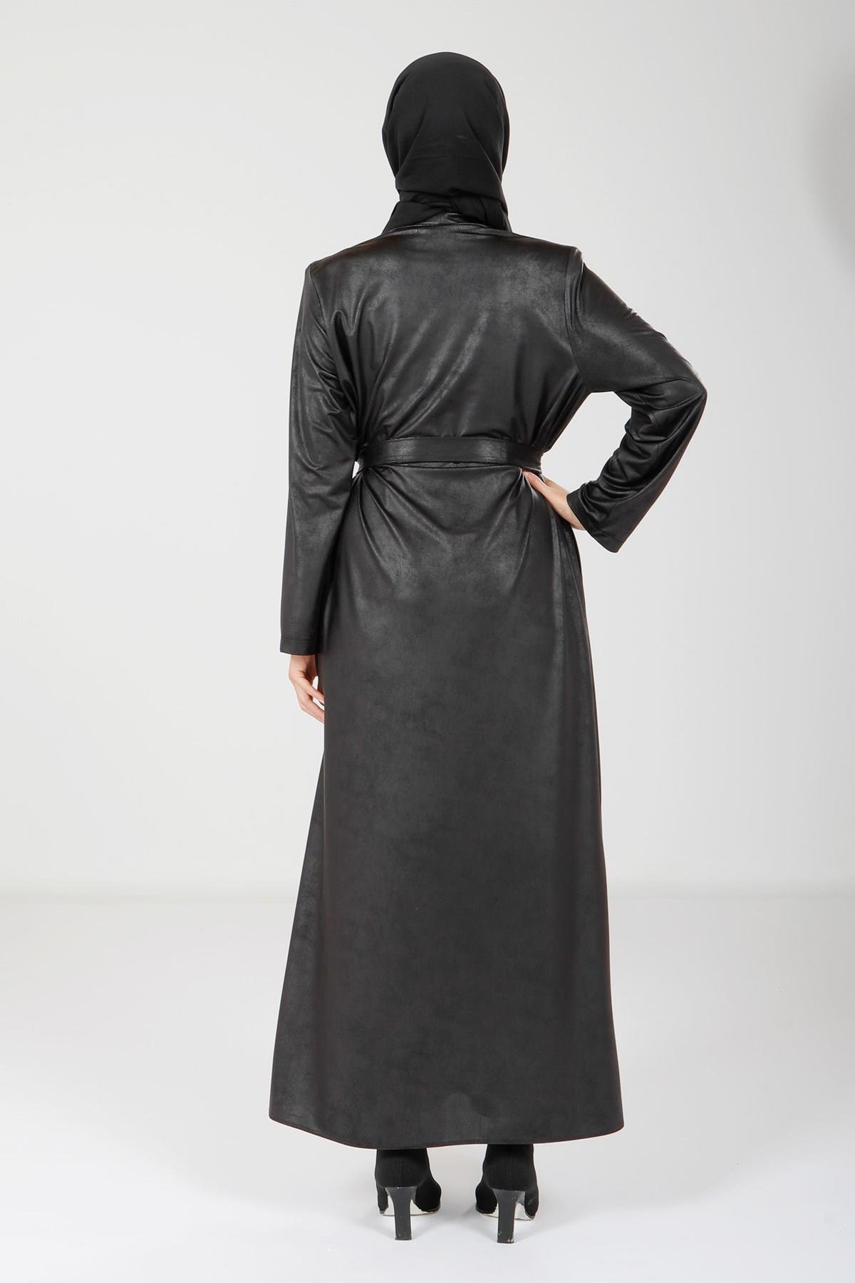 Beyza-9074 ABAYA KOLYELİ SİYAH