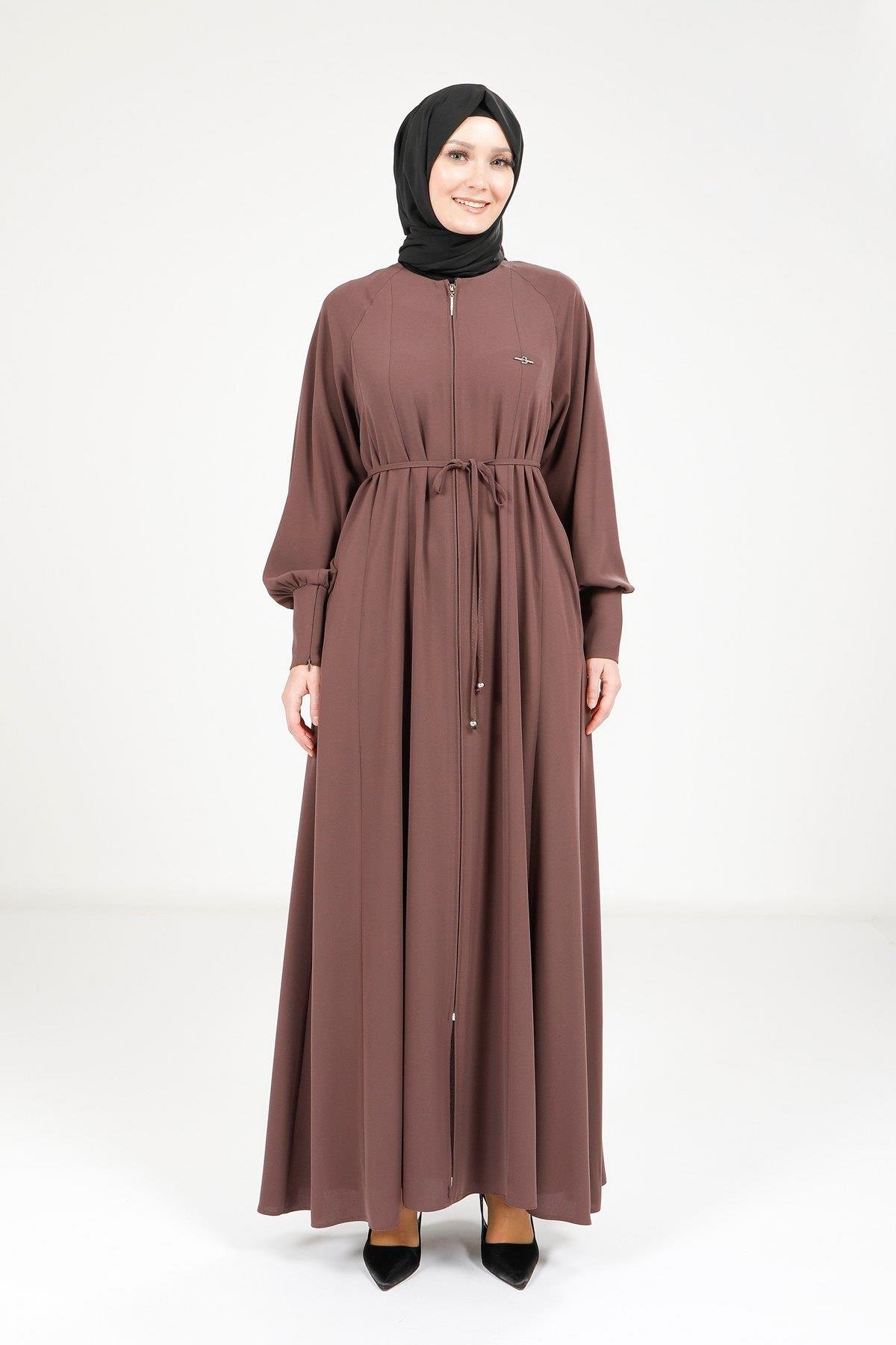Beyza-Beyza Fermuarlı Kloş Vizon Ferace 9162