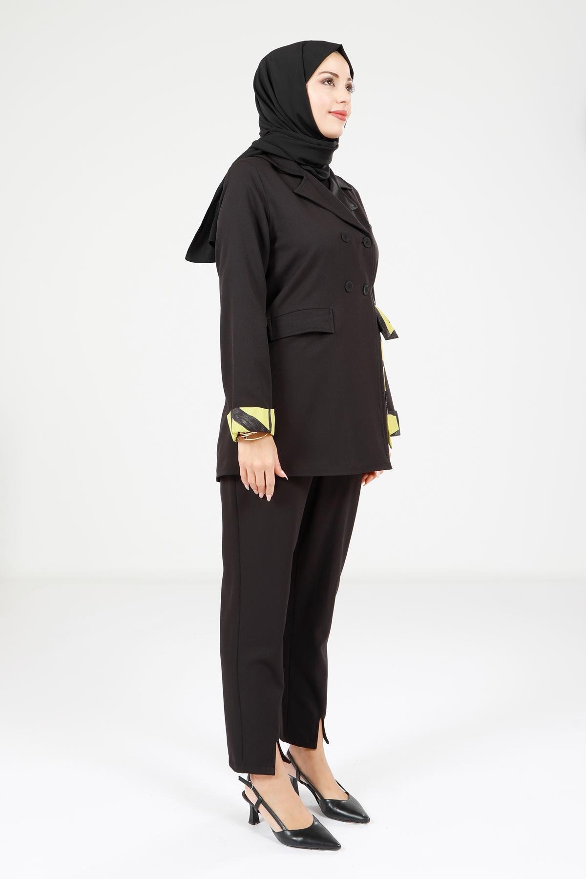 Beyza-4112 İKİLİ TAKIM CEKET PANT SİYAH