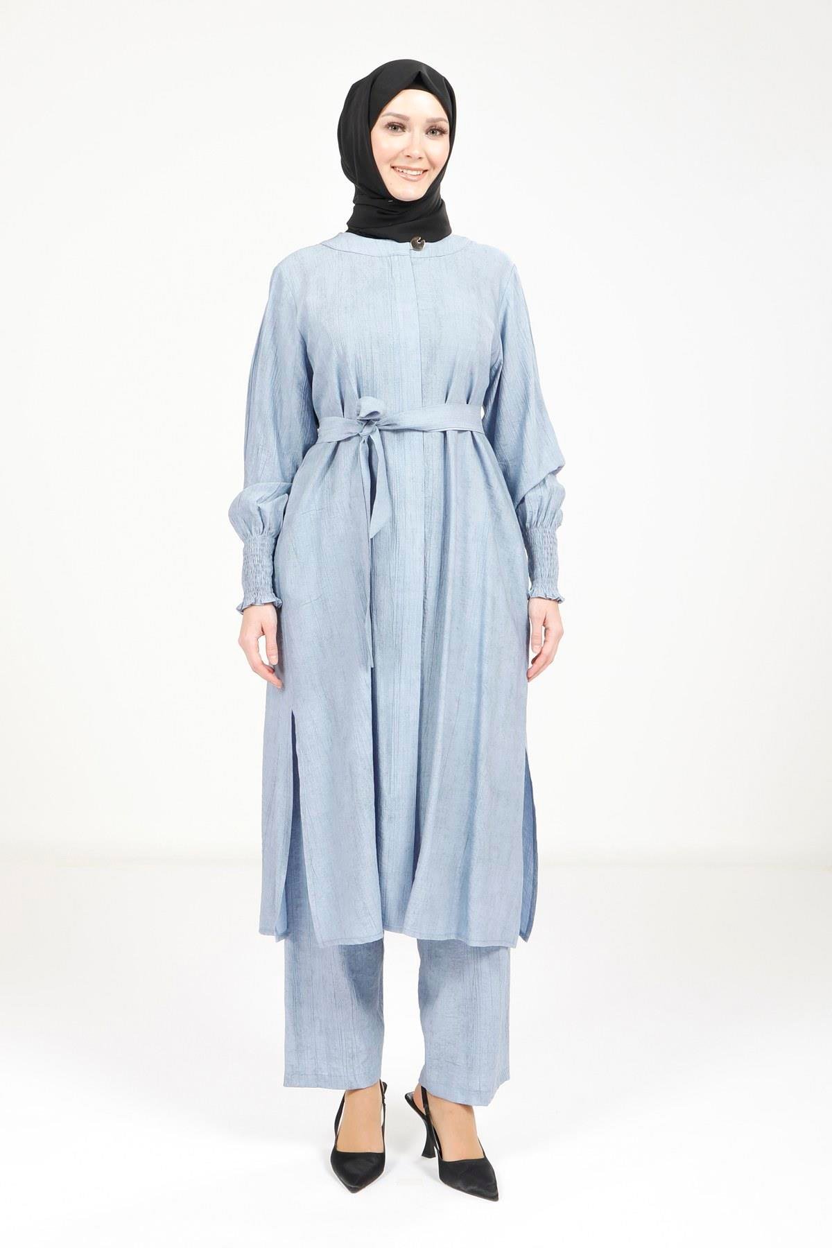 Beyza-Beyza Kuşaklı Mavi Alt Üst Takım 9278