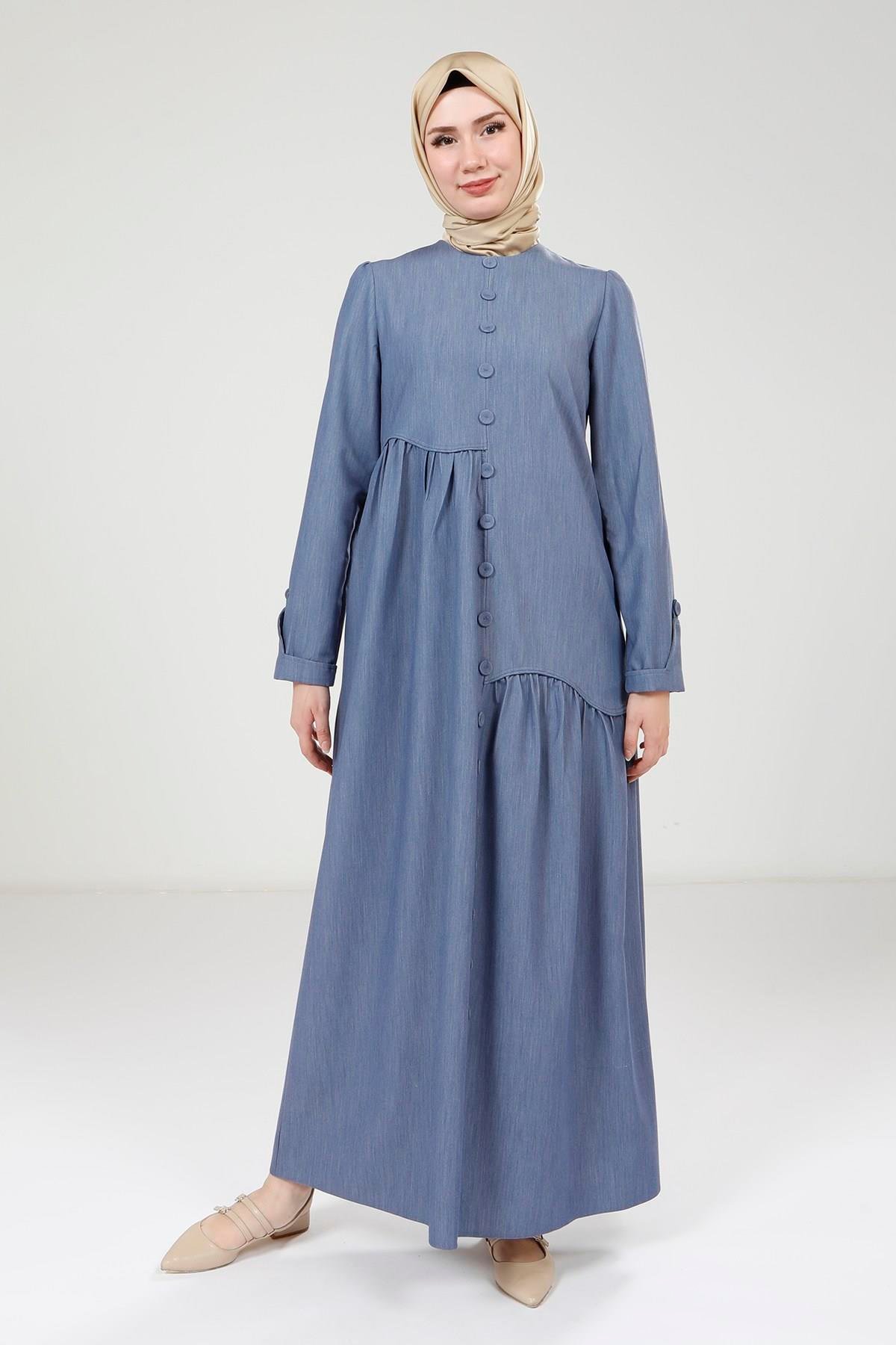 Beyza-Beyza Mavi Denim Elbise 9184
