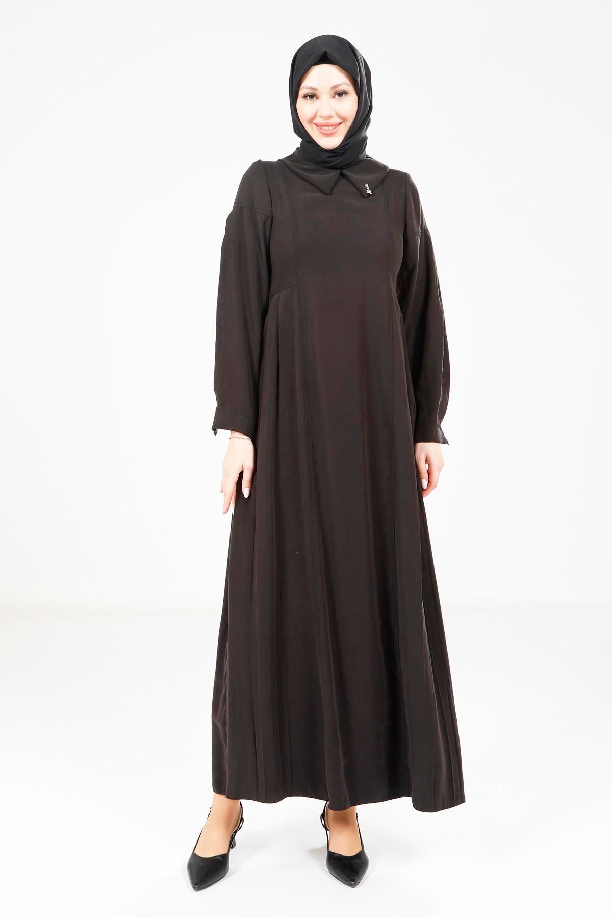 Beyza-Beyza Pileli Siyah Elbise 9342