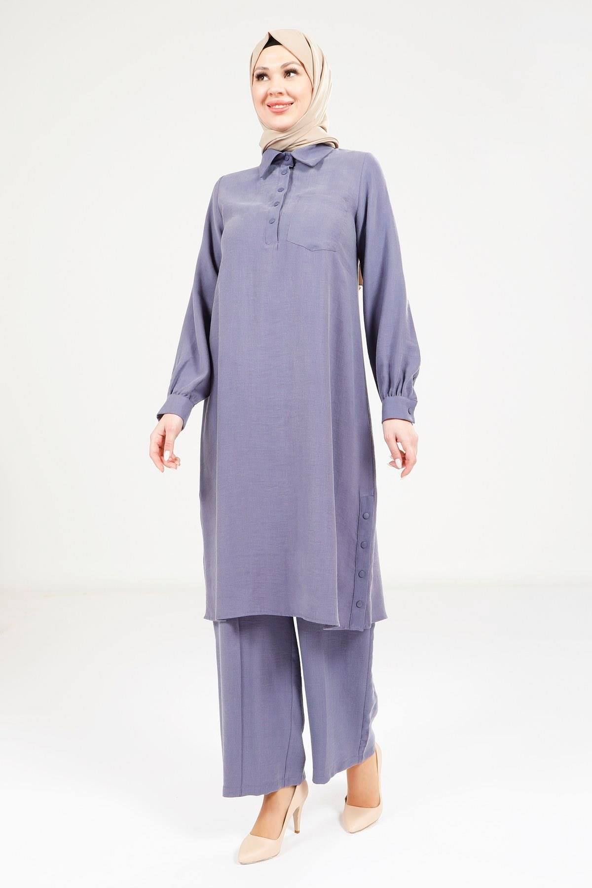 Beyza-Beyza Rahat Kesim Lacivert Tunik Pantolon Takım 9241