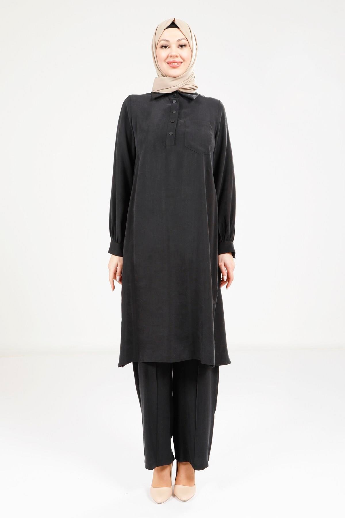 Beyza-Beyza Rahat Kesim Siyah Tunik Pantolon Takım 9241