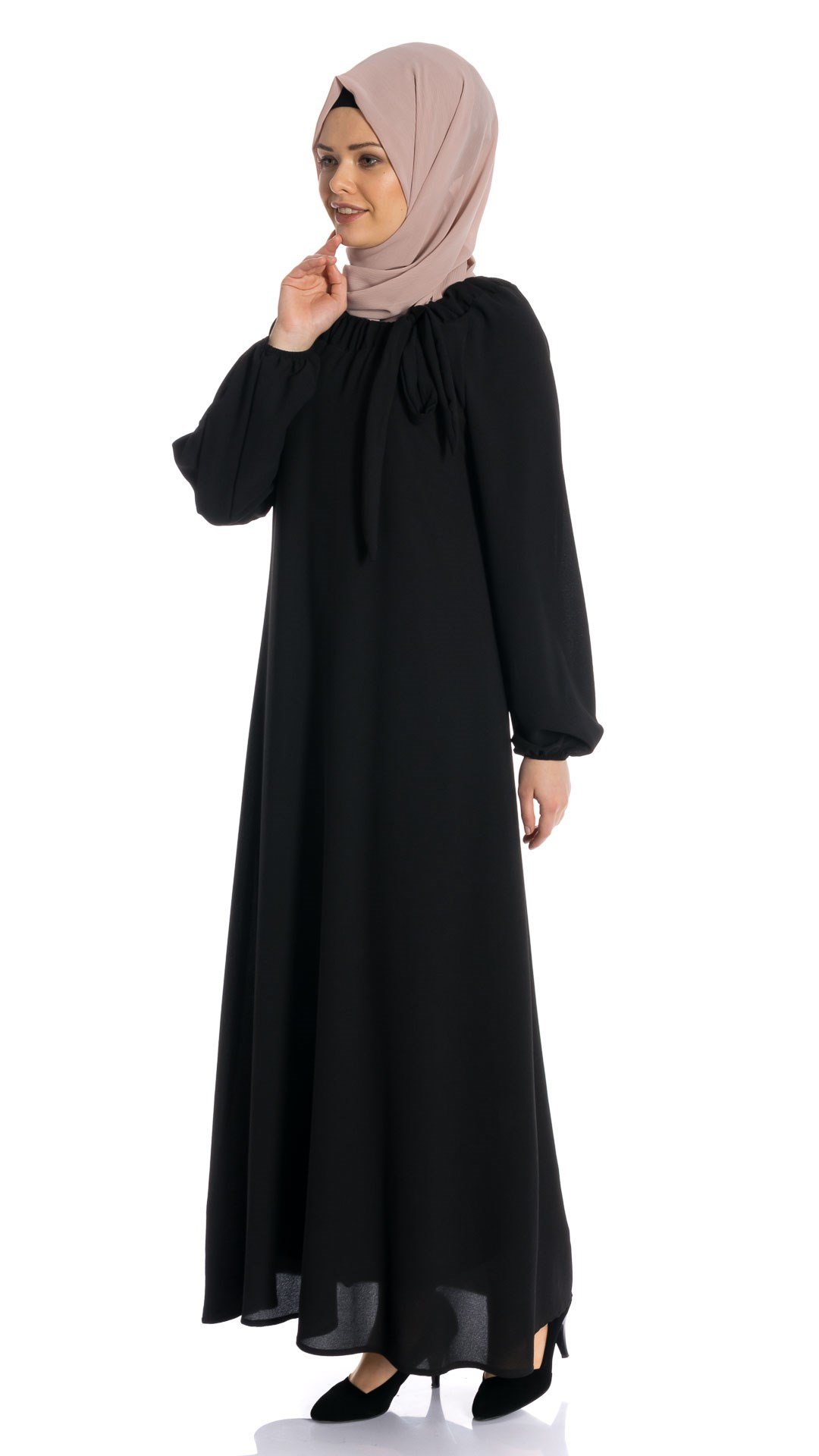 Beyza-REGLAN ELBİSE SİYAH KOBE