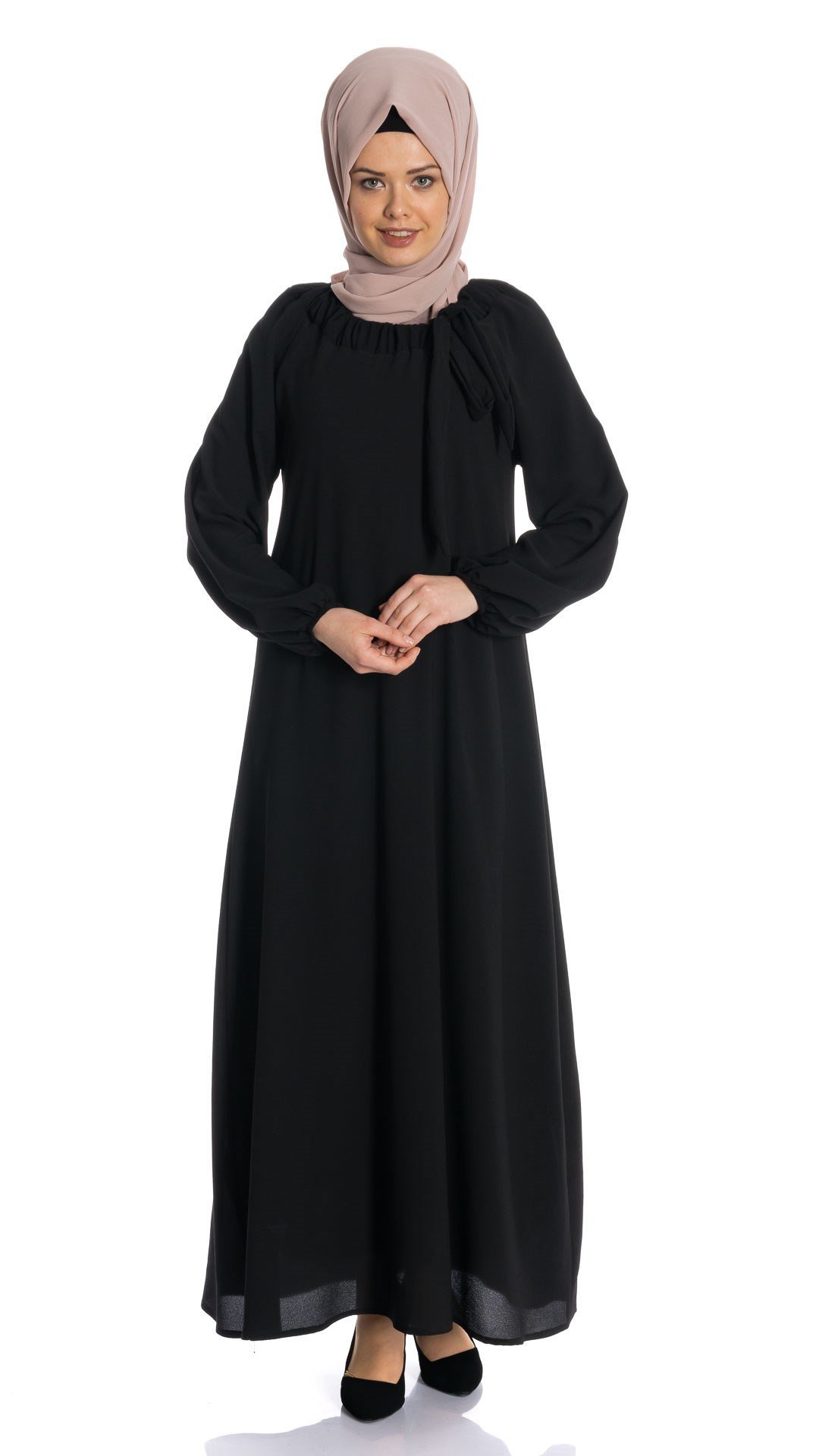 Beyza-REGLAN ELBİSE SİYAH KOBE