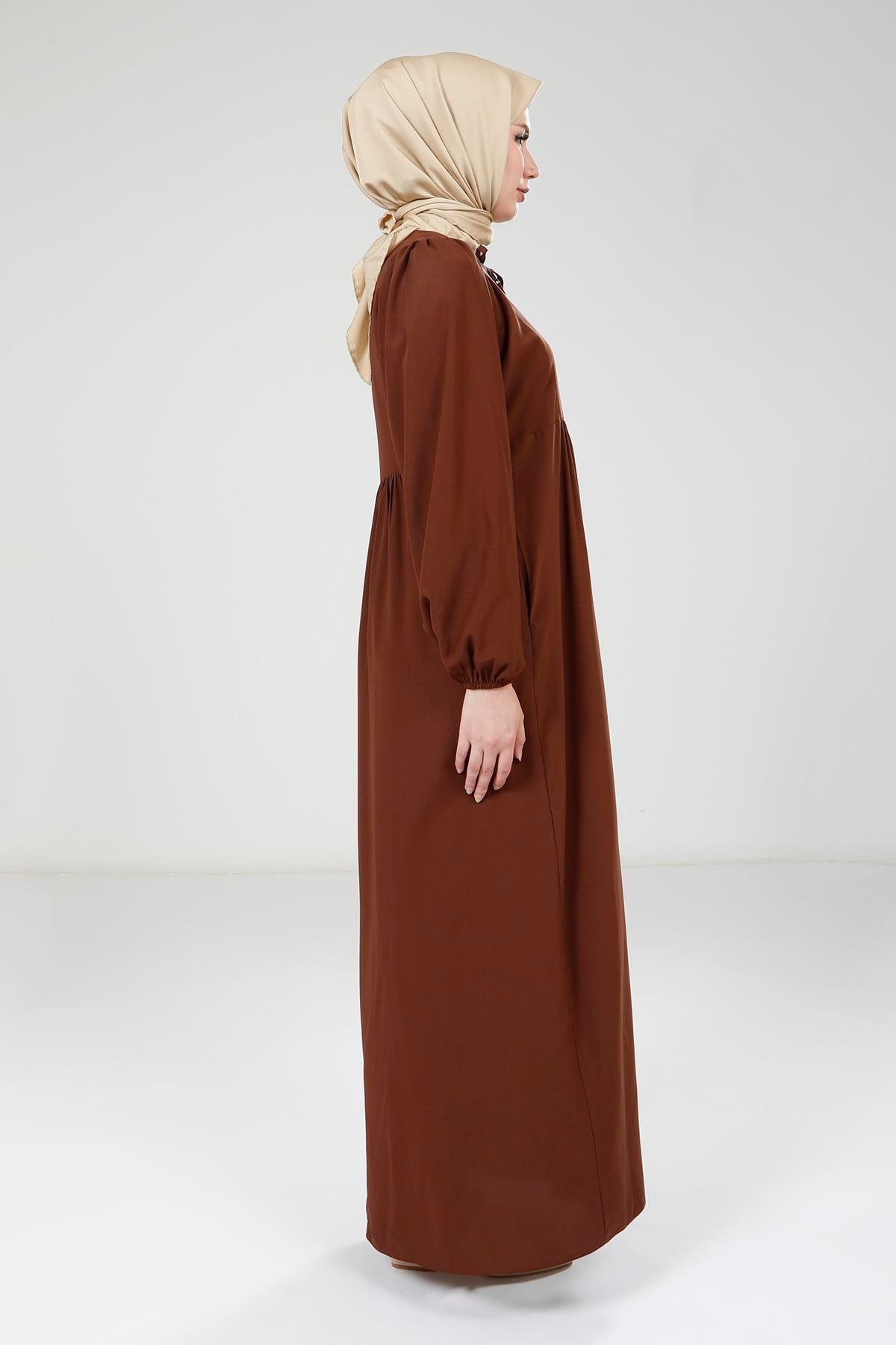 Beyza-9222 ELBİSE ROBALI KAHVE