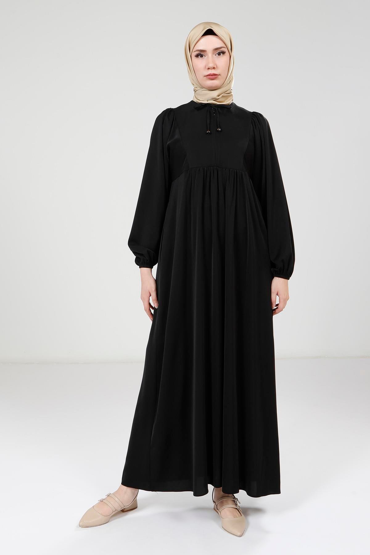 Beyza-Beyza Robalı Siyah Renk Elbise 9222