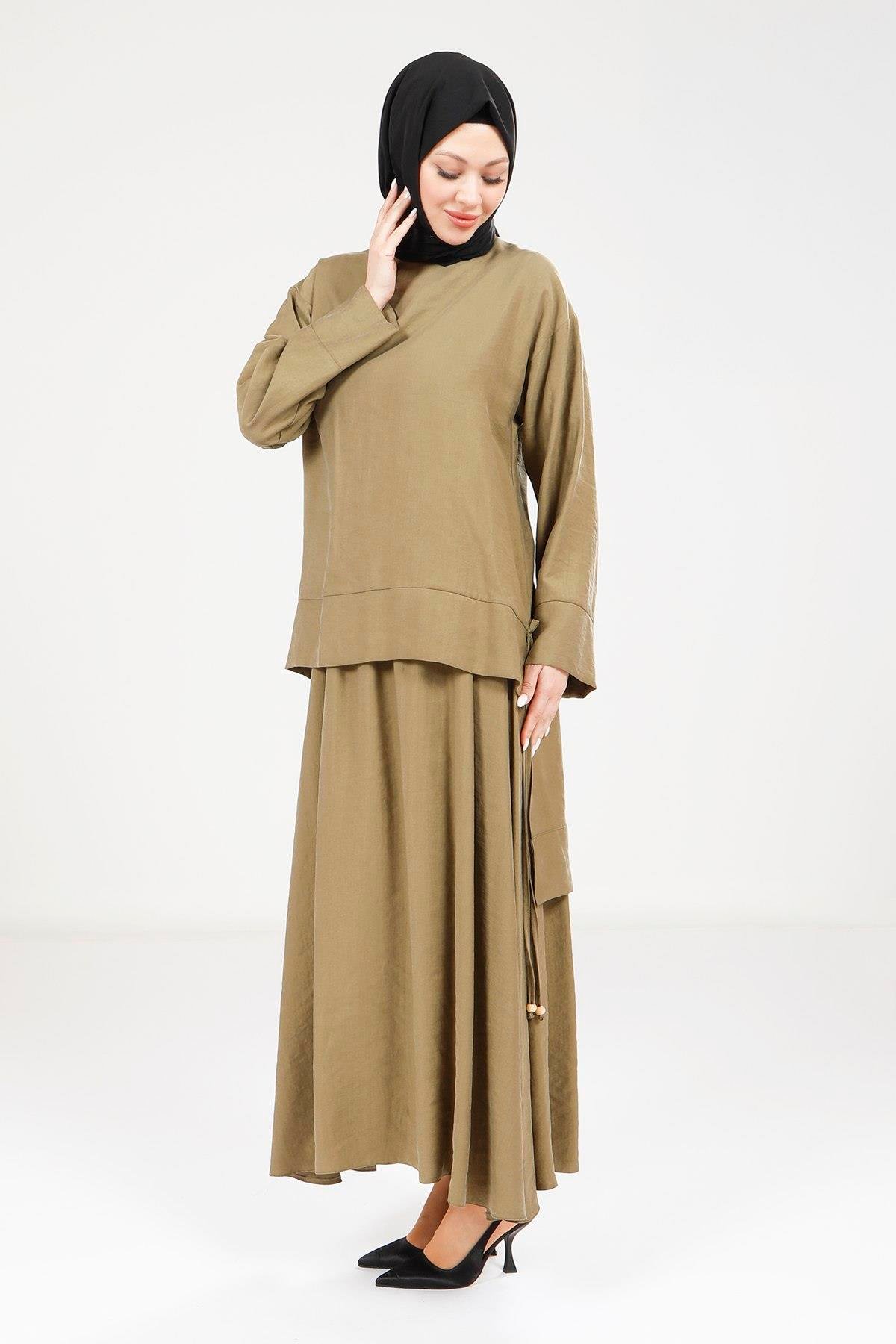 Beyza-Beyza Tesettür Haki Tunik Etek 9192
