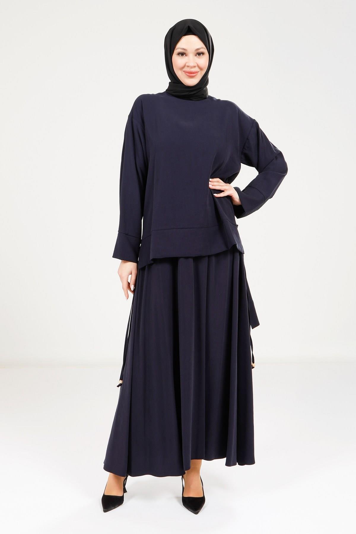 Beyza-Beyza Tesettür Lacivert Tunik Etek 9192