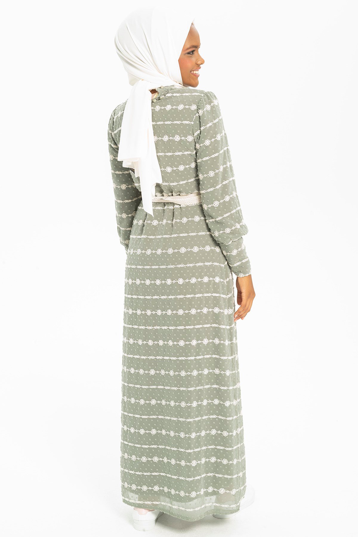 Beyza-CAVİDAN DANTELLİ ELBİSE MİNT DANTEL
