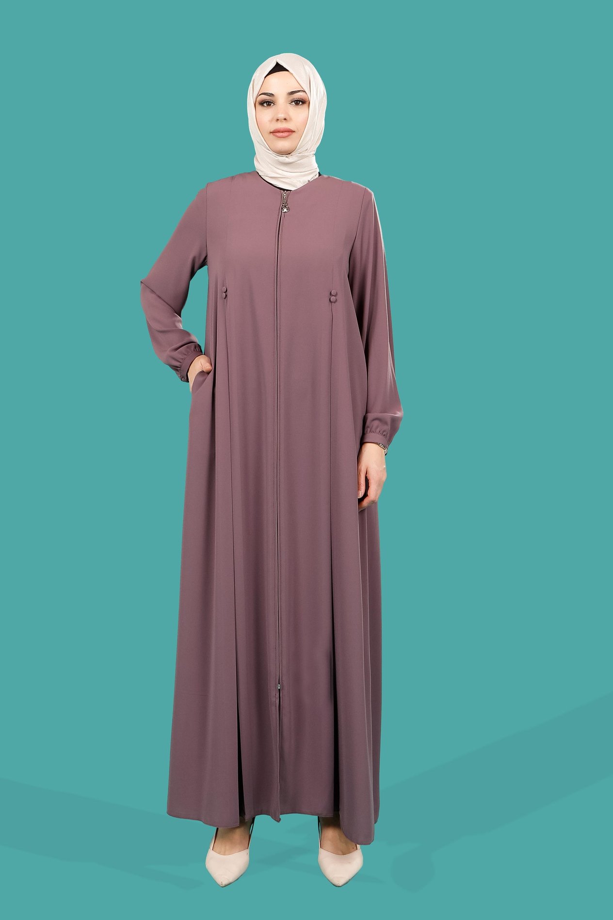 Beyza-Kaş Düğme Esprili Kahve Ferace 3713