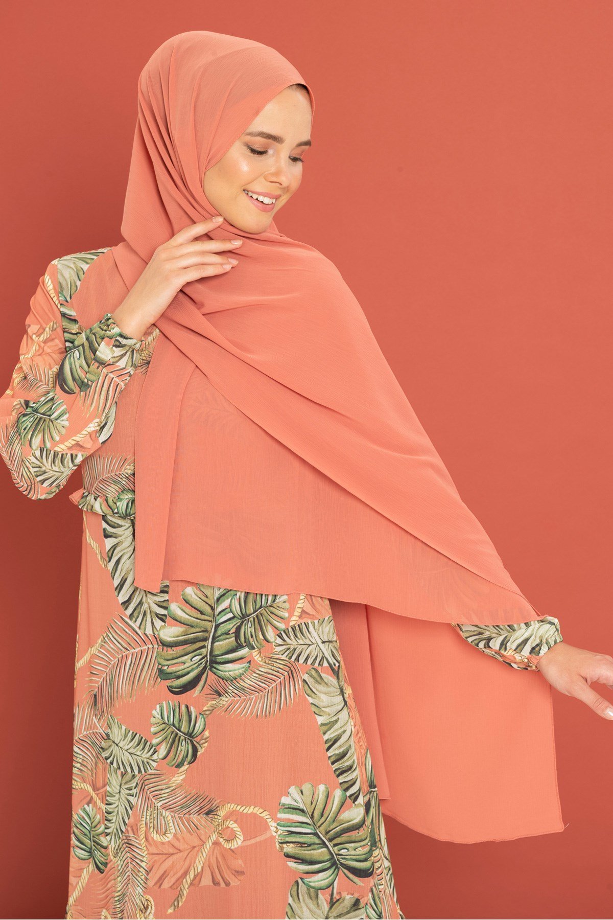 Beyza-BEYZA KIRINKIL ŞAL KOYU PUDRA