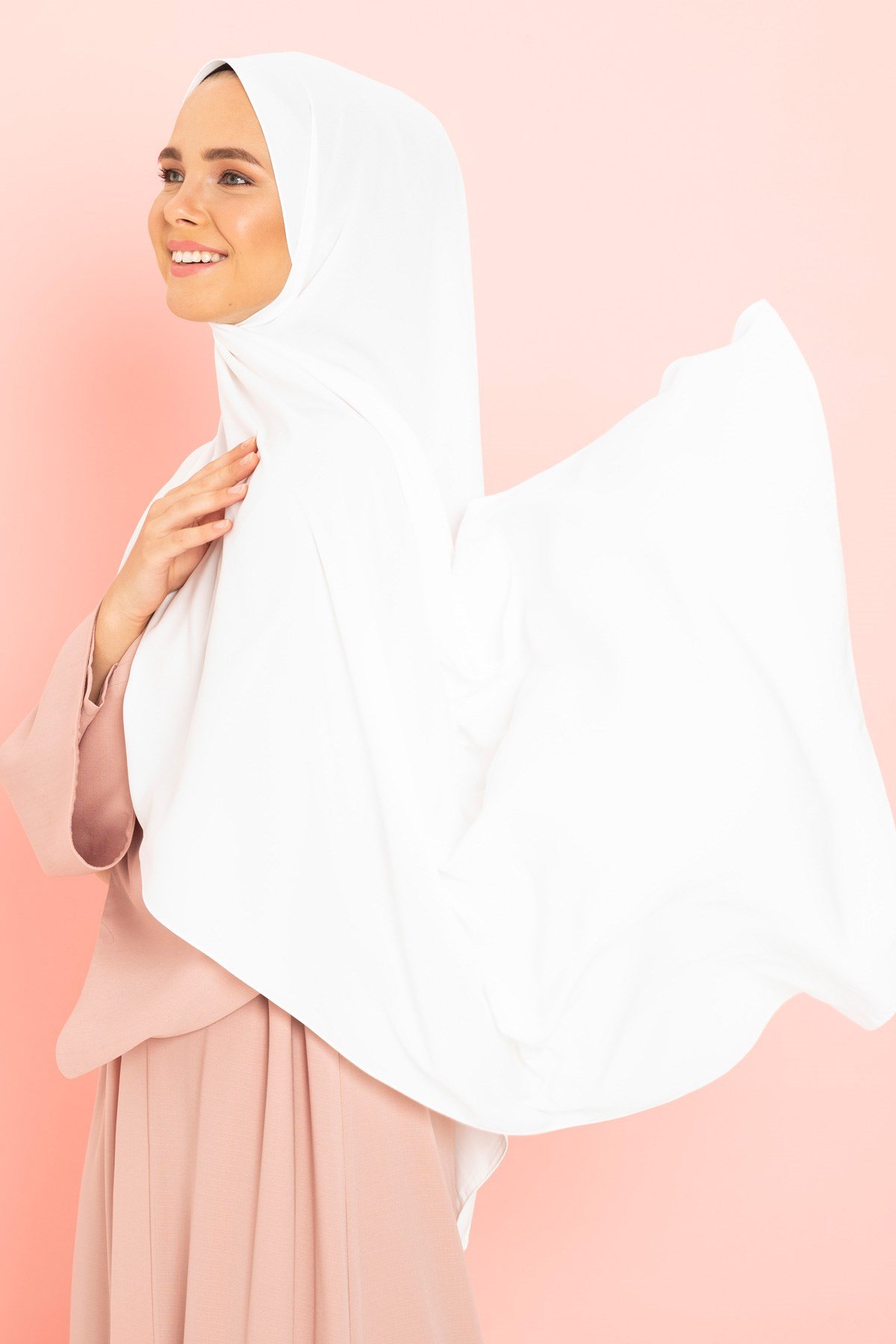 Beyza-Medine İpeği Beyaz Şal