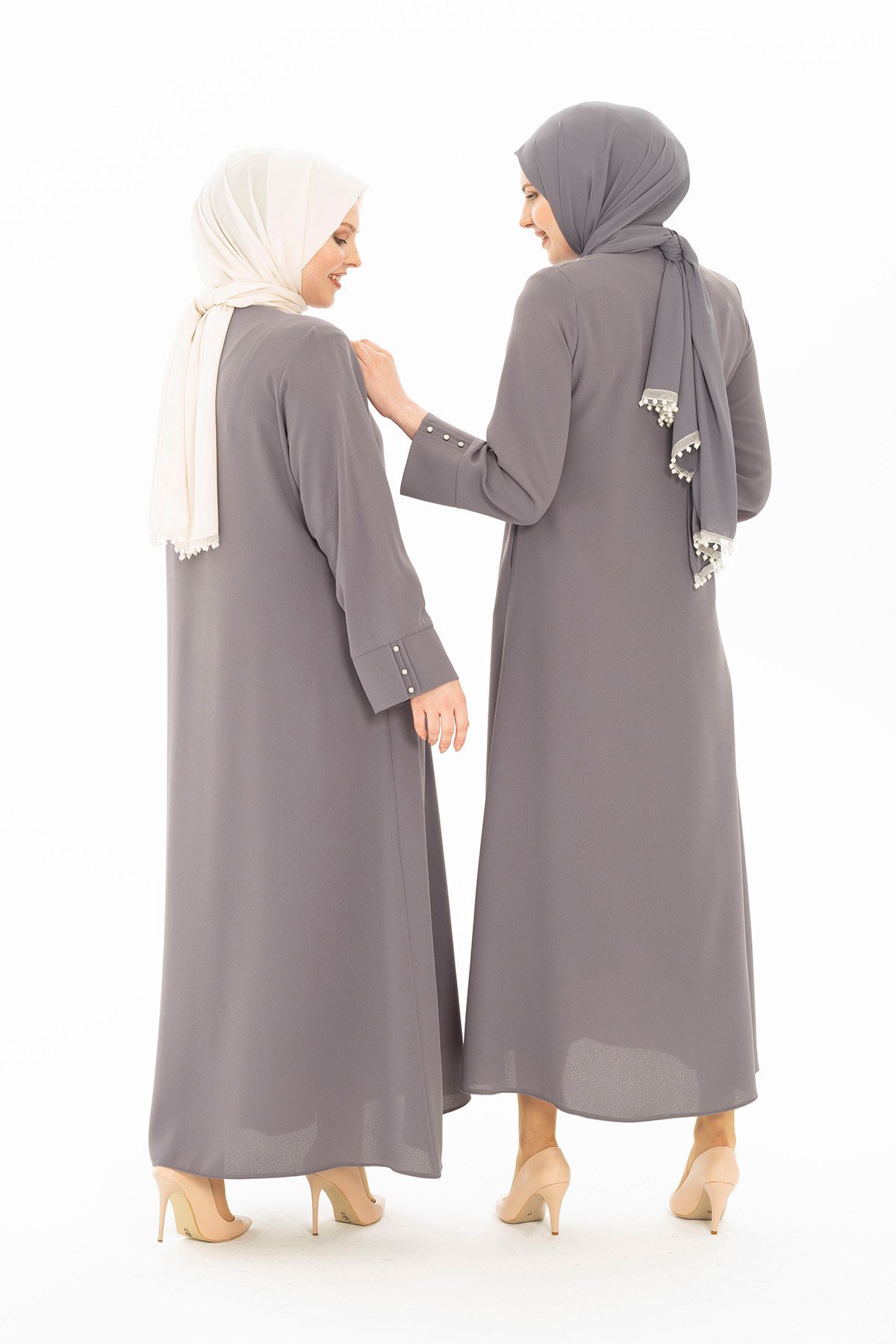 Beyza-YADİGAR FERACE GRİ KUM KREP
