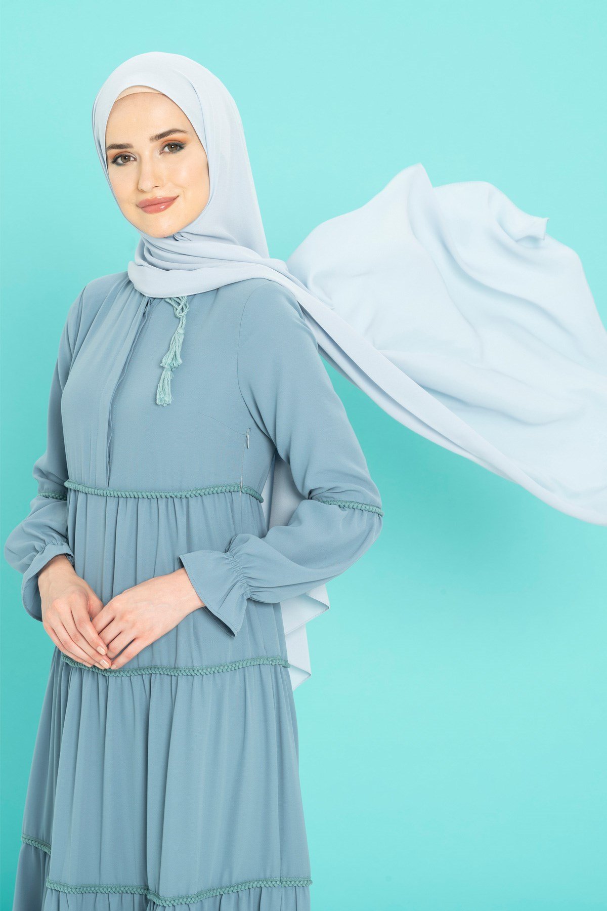 Beyza-Queen İpeği Bebek Mavi Şal