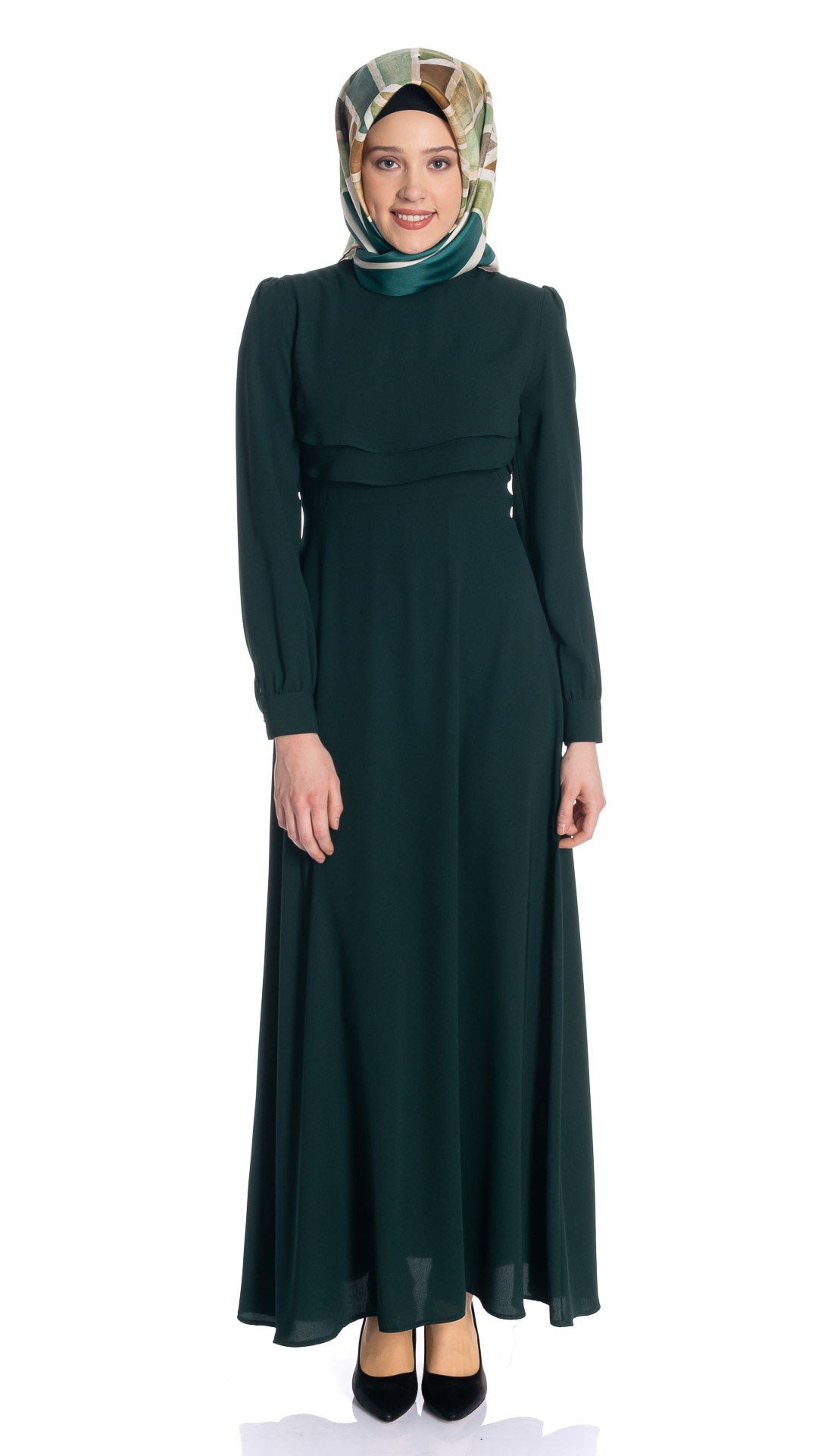 Beyza-Sade Zümrüt Yeşili Elbise