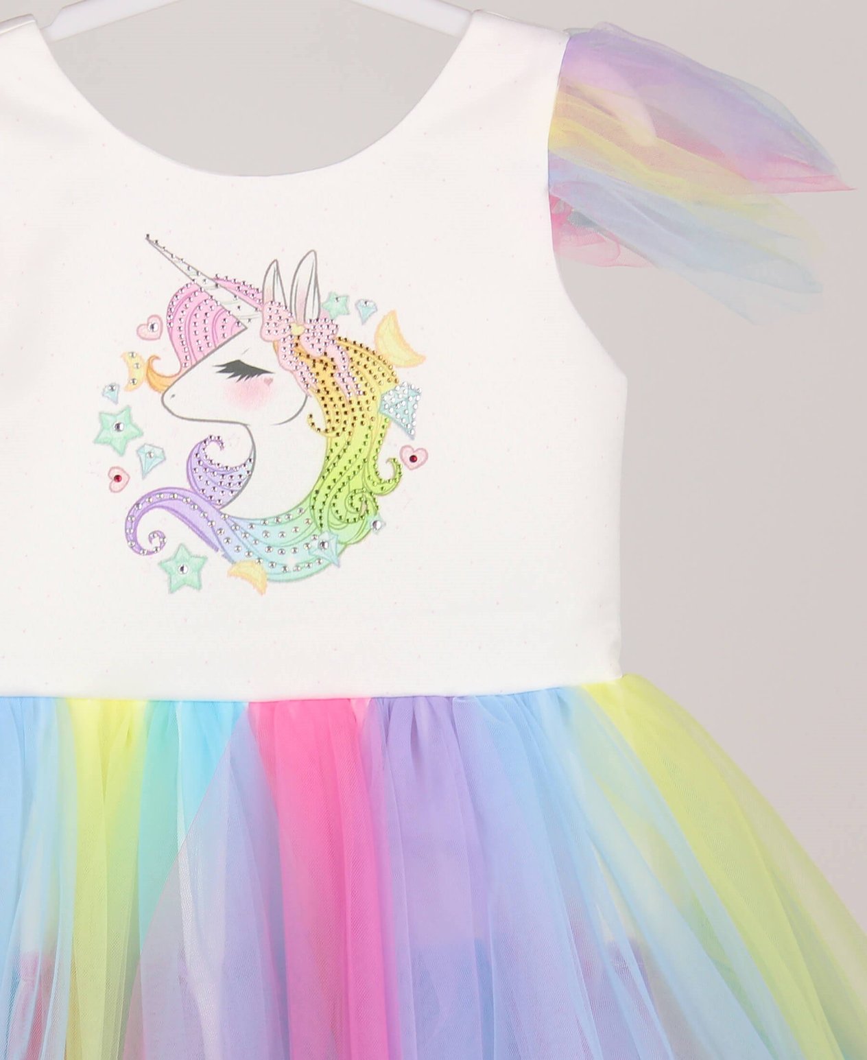 4-8 Yaş Kız Çocuk Unicorn Figürlü Kuyruklu Elbise