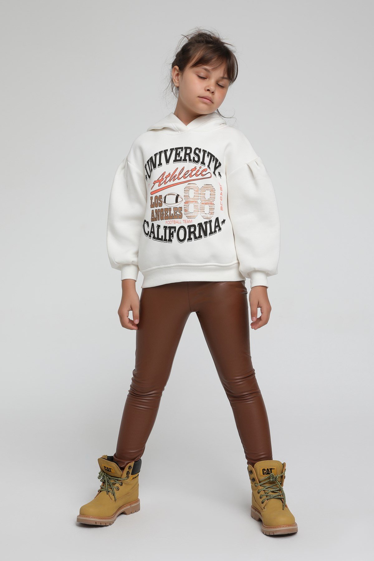 4-14 Yaş Escabel Kız Çocuk Balon Kol Kapşonlu Sweatshirt