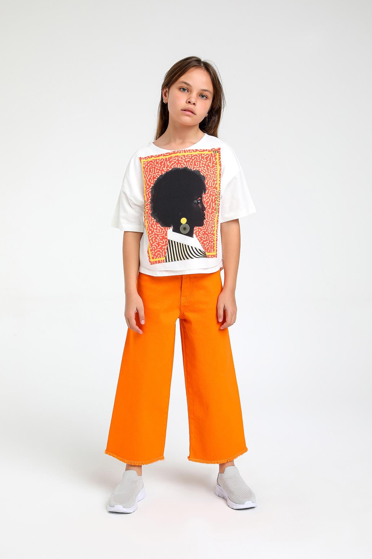 5-14 Yaş Kız Çocuk Baskılı Tshirt