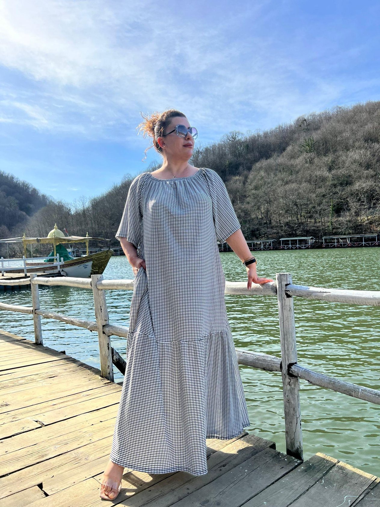 Madonna Yaka Rahat Kalıp Büyük Beden Elbise
