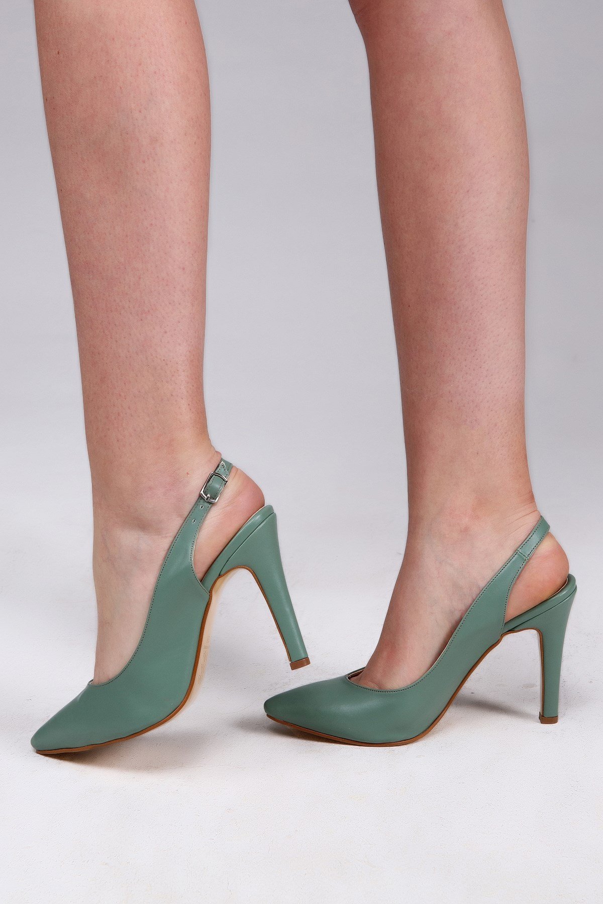 Yeşil Bilek Bantlı Topuklu Stiletto 