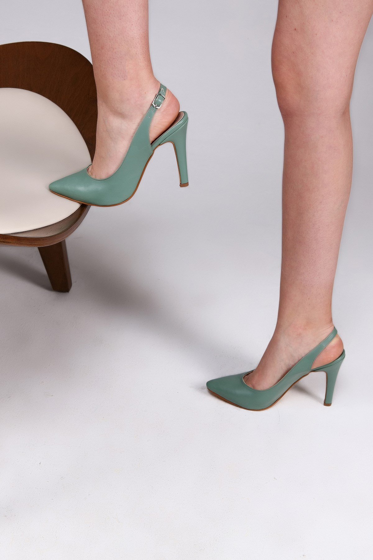 Yeşil Bilek Bantlı Topuklu Stiletto 