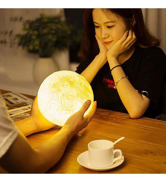 Dekoratif 3D Ay Lamba Gece Lambası Moonlight Standlı 12 cm HEDİYE SETLERİ