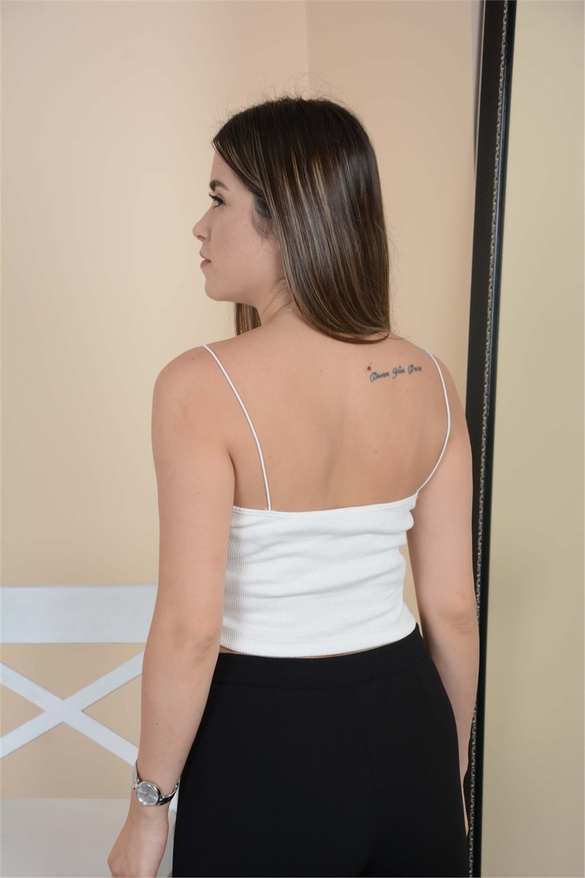Askılı Crop Body - Beyaz