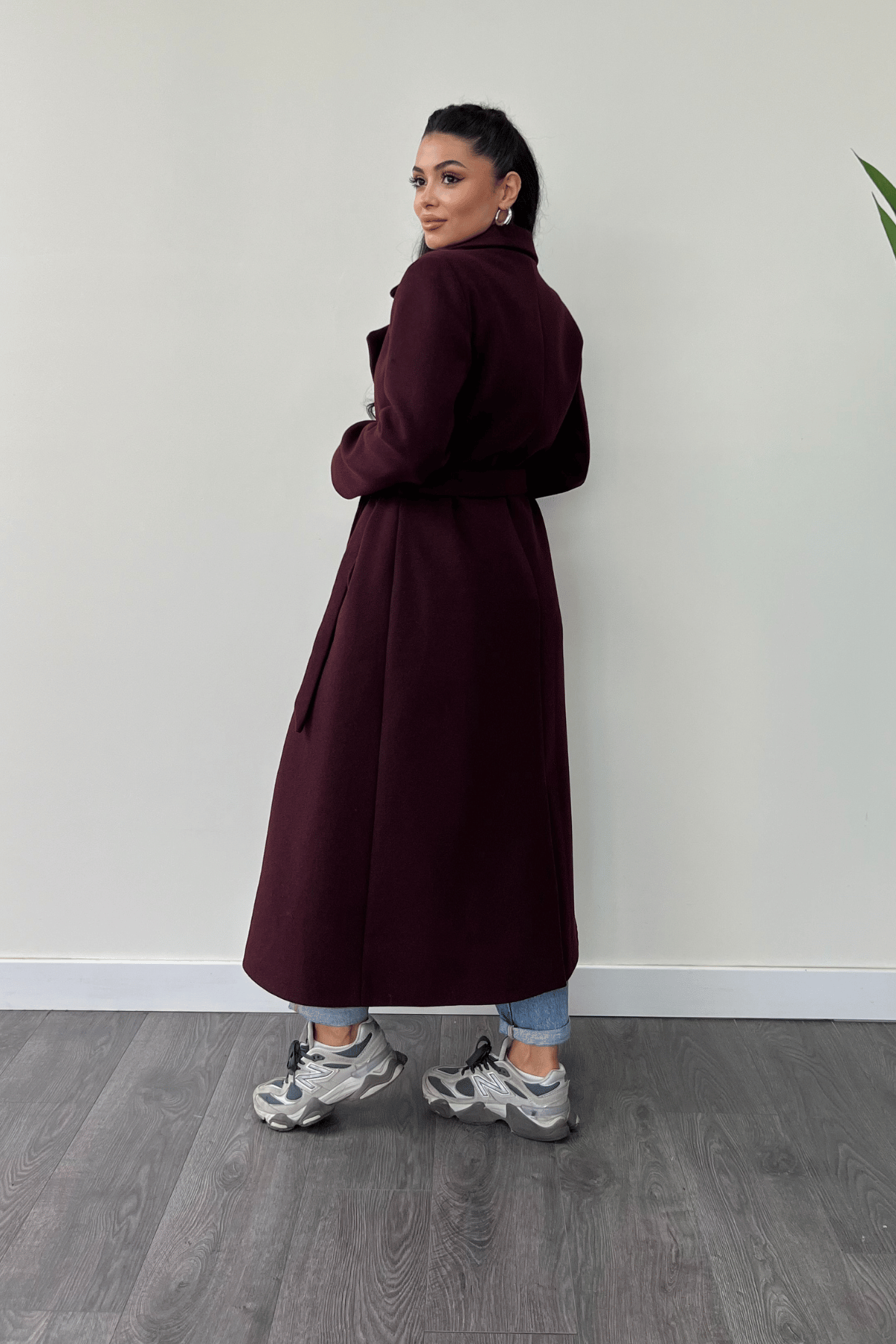 Cep Detaylı Kaşe Kaban - BORDO