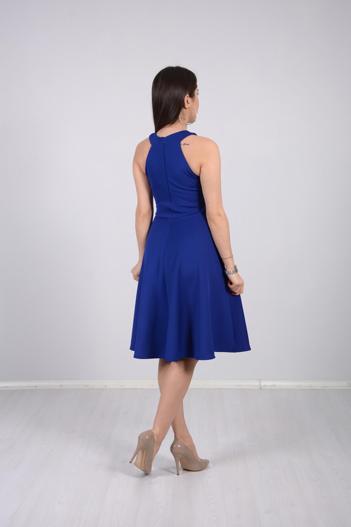 Mini Elbise - Saks Mavi