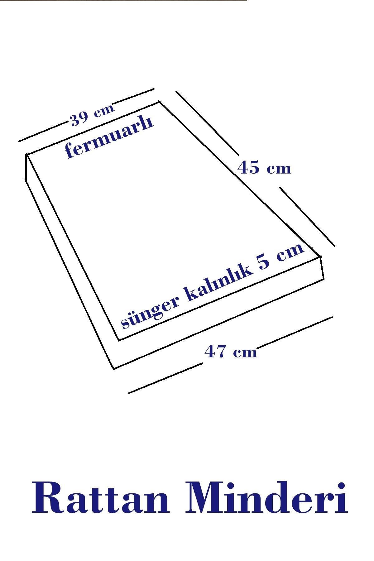 RATTAN KOLTUK MİNDERİ SU GEÇİRMEZ KUMAŞ 5 CM GRİ SÜNGER-TURUNCU