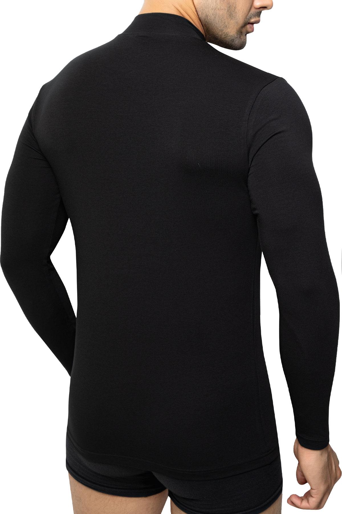 Erkek T-Shirt Balıkçı Yaka Likralı Uzun Kol (%96 Pamuk)