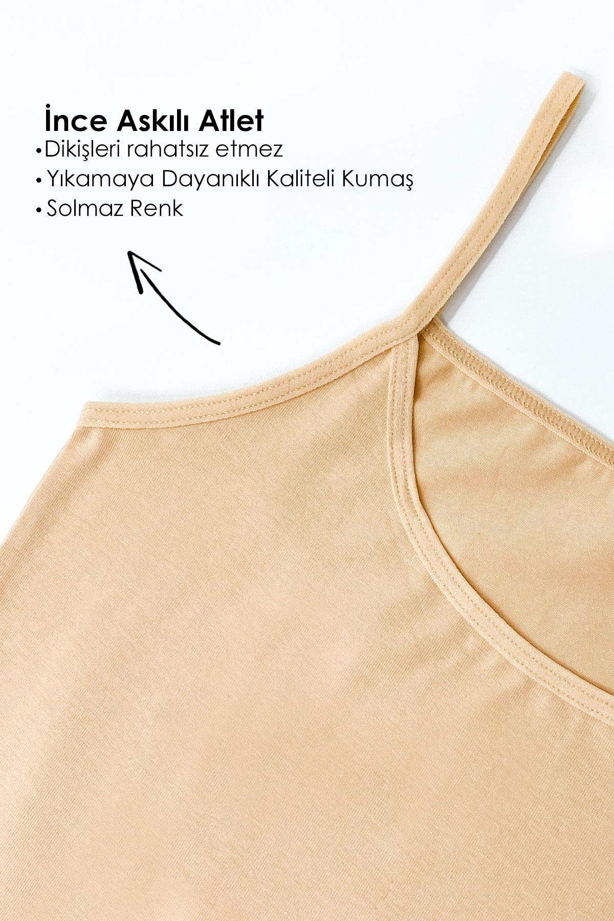 Kadın 5'li Pamuklu İp Askılı Atlet Premium Özel Hediye Kutulu