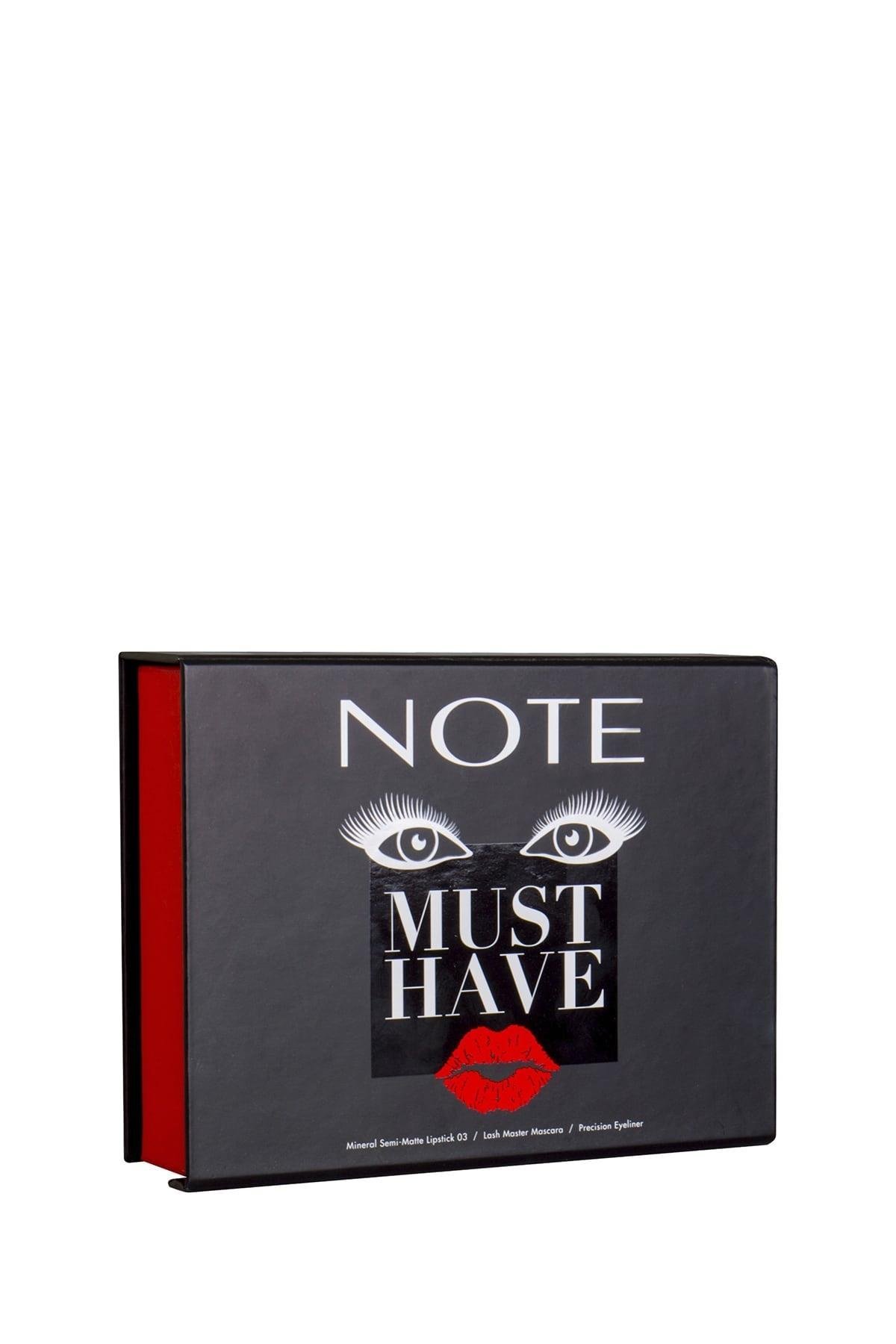 Note Must Have 3'lü Makyaj Seti - Precision Eyeliner - Lash Master Maskara - Mineral Ruj-007.2268