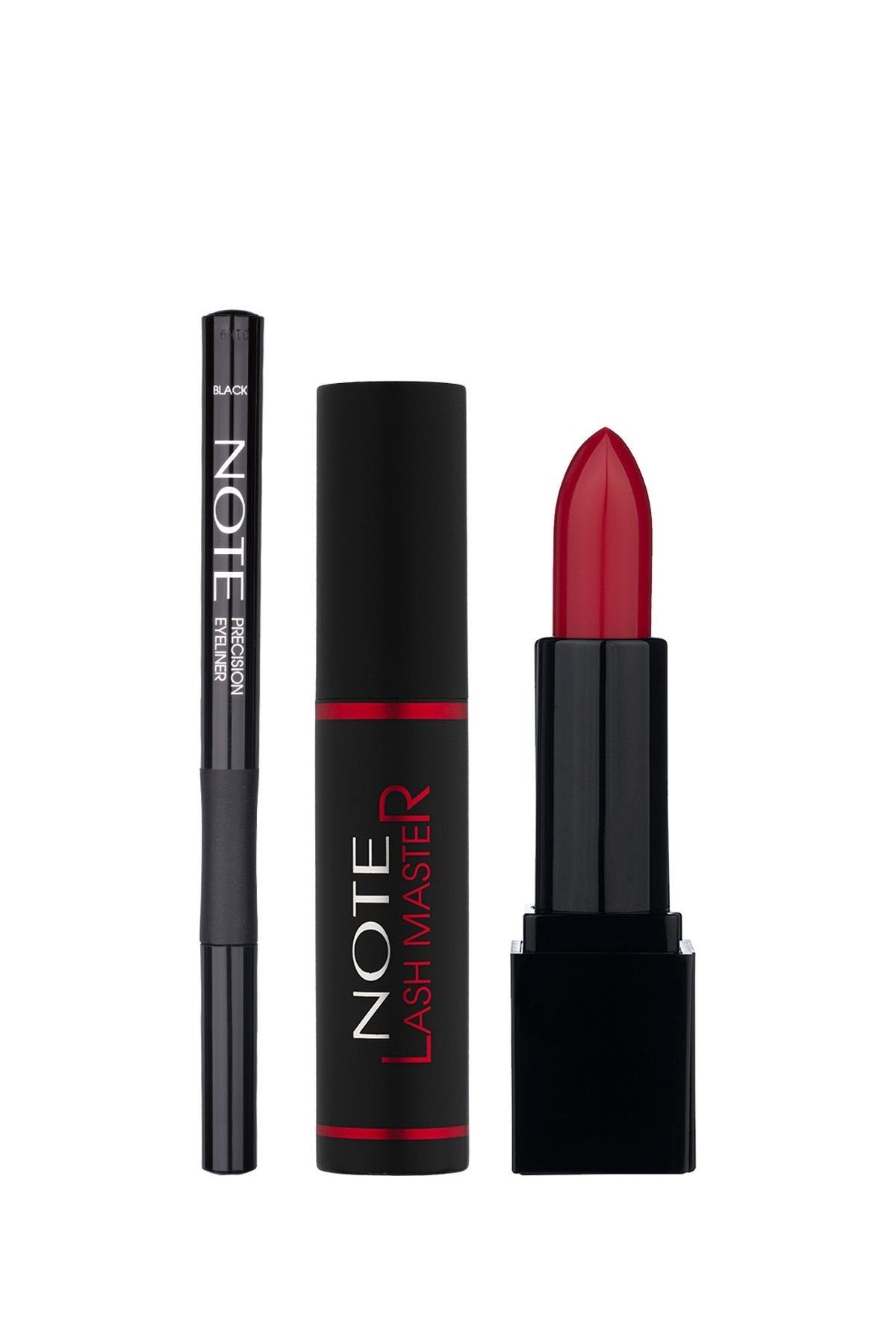 Note Must Have 3'lü Makyaj Seti - Precision Eyeliner - Lash Master Maskara - Mineral Ruj-007.2268