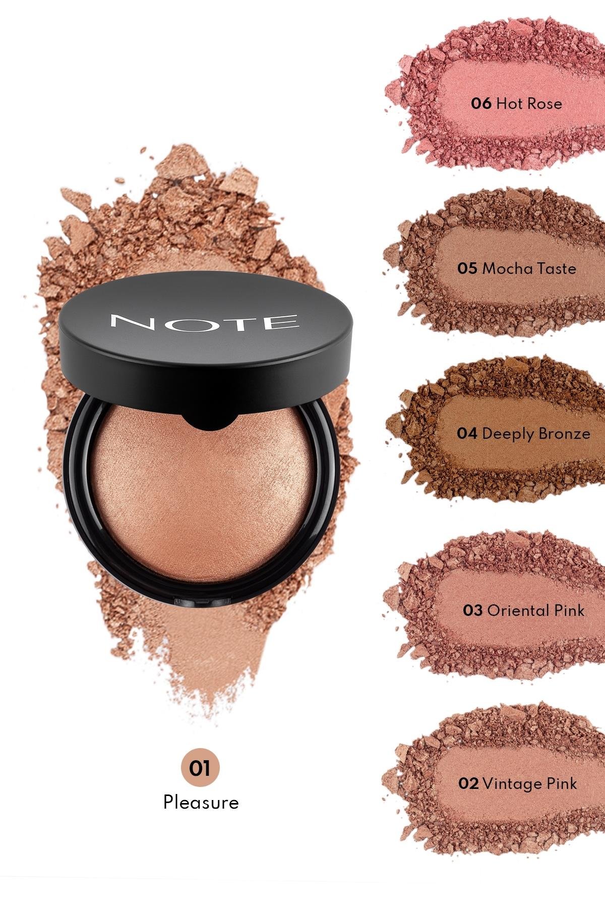 Note Baked Blusher 01 Pleasure Işıltılı Fırınlanmış Toz Allık-30110172
