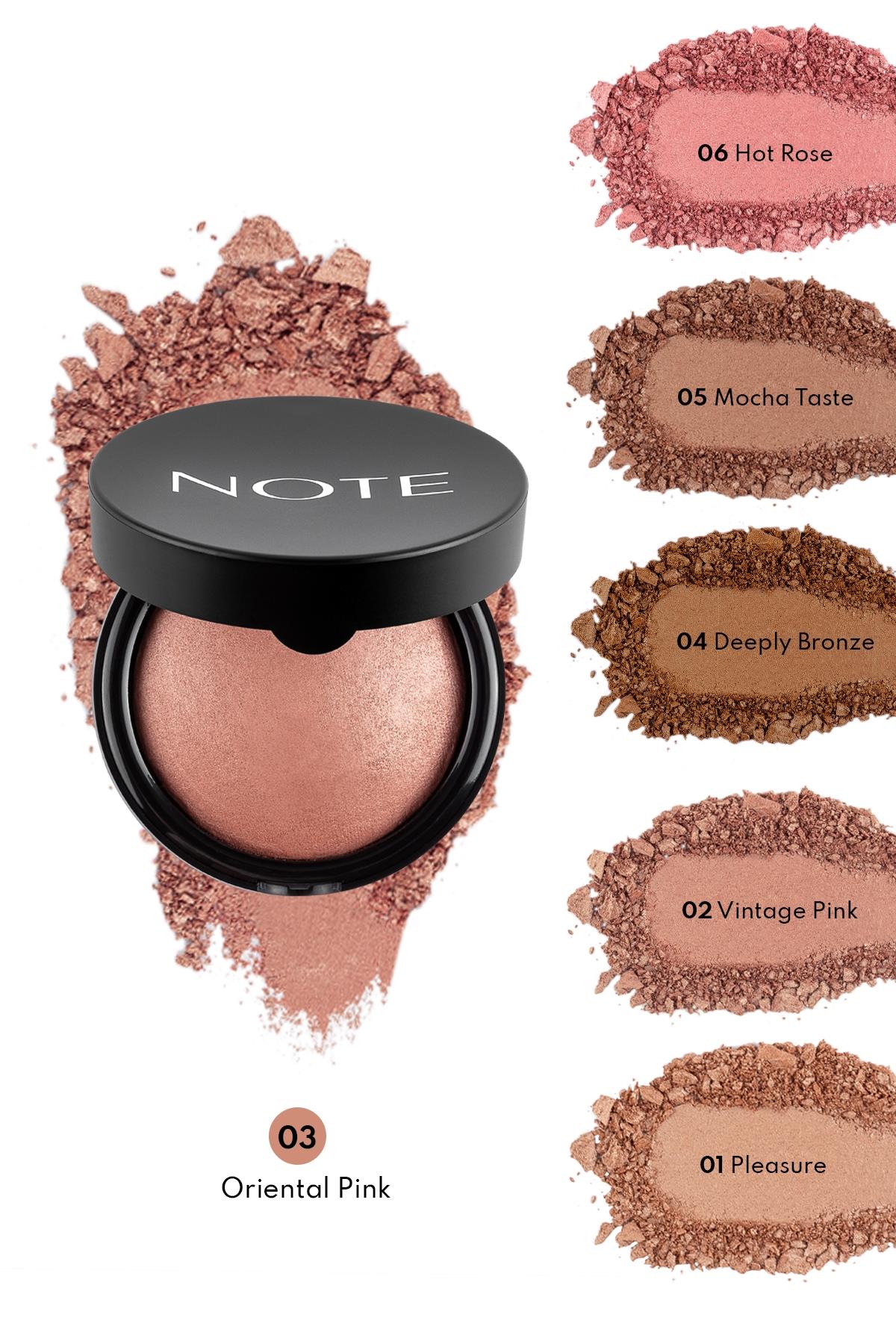 Note Baked Blusher 03 Oriental Pink Işıltılı Fırınlanmış Toz Allık-30110174