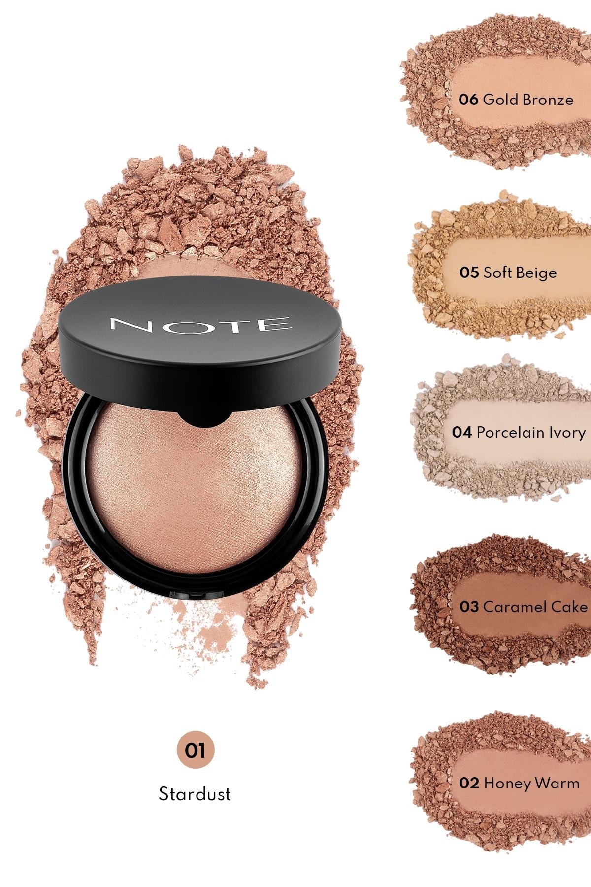 Note Baked Powder 01 Stardust Işıltılı Bitişli Highlighter Toz Yüz Pudrası-30110610