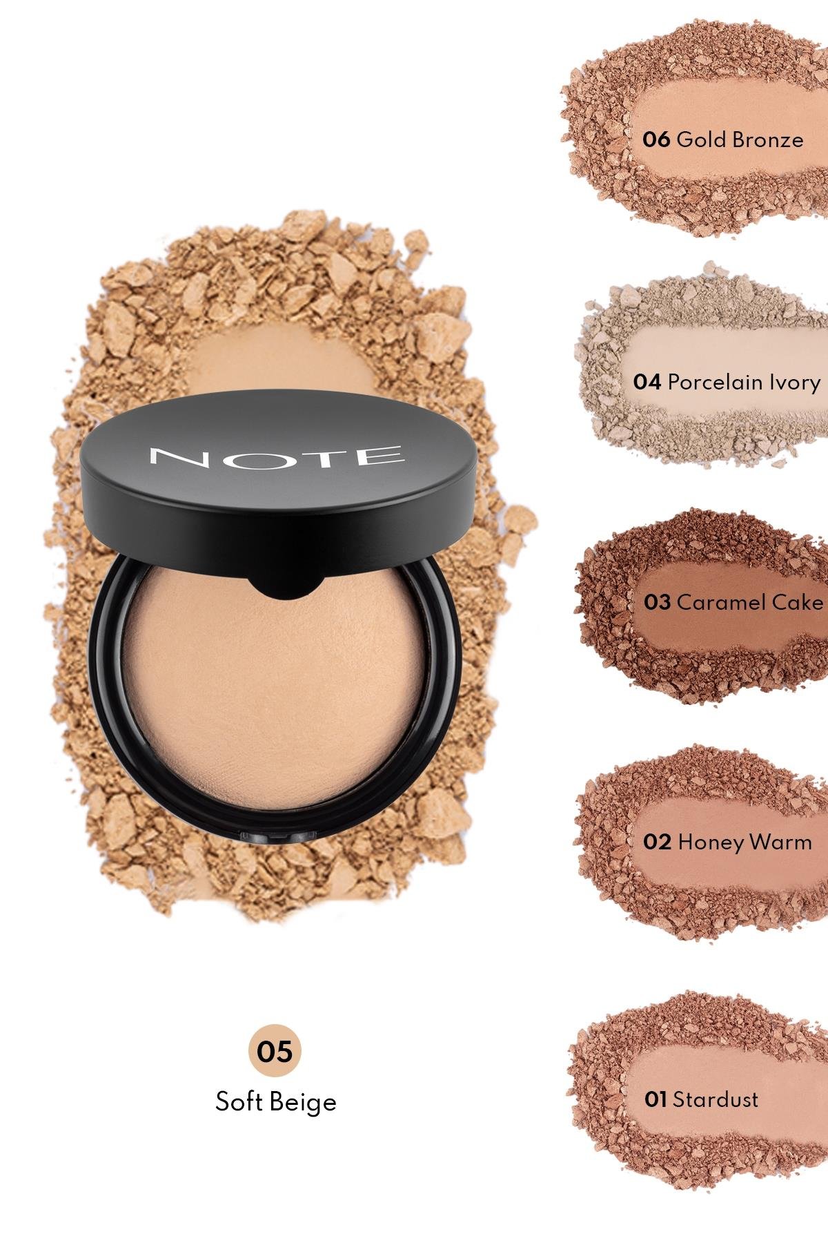 Note Baked Powder 05 Soft Beige Işıltılı Bitişli Highlighter Toz Yüz Pudrası-30110614