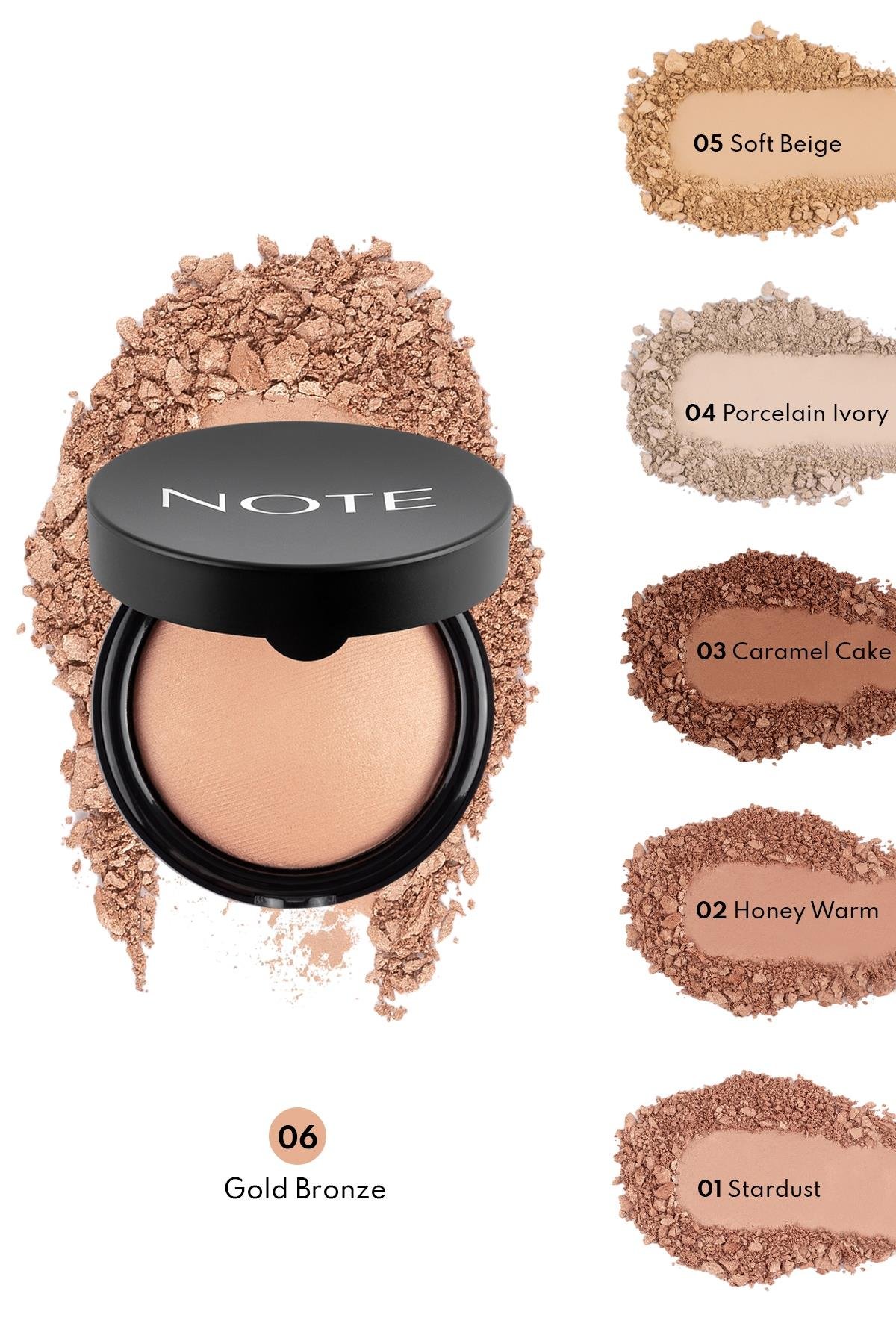 Note Baked Powder 06 Gold Bronze Işıltılı Bitişli Highlighter Toz Yüz Pudrası-30110615