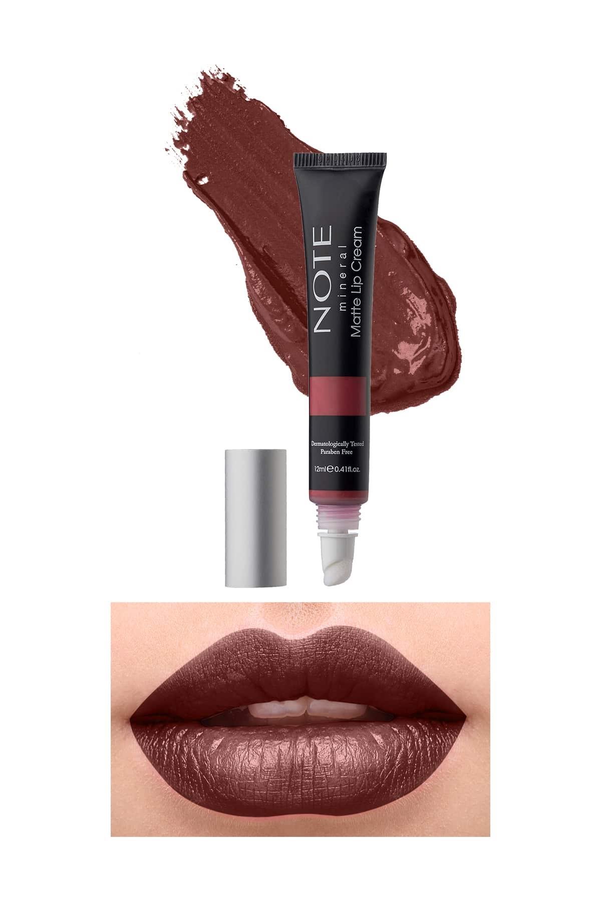 Note Mineral Matte Lip Cream 07 Brownight Yarı Mat Bitişli Likit Ruj - Kızıl Kahverengi-30110702