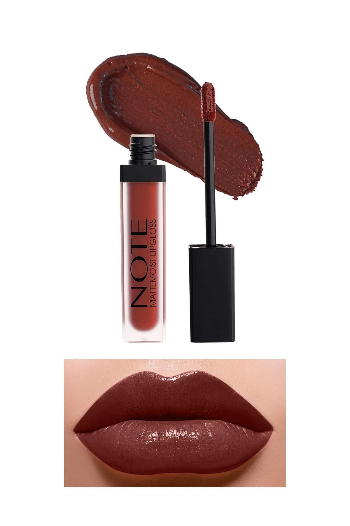 Note Mattemoist Lipgloss 408 Femme Fatale Yarı Mat Saten Bitişli Likit Ruj - Kırmızı-30110789