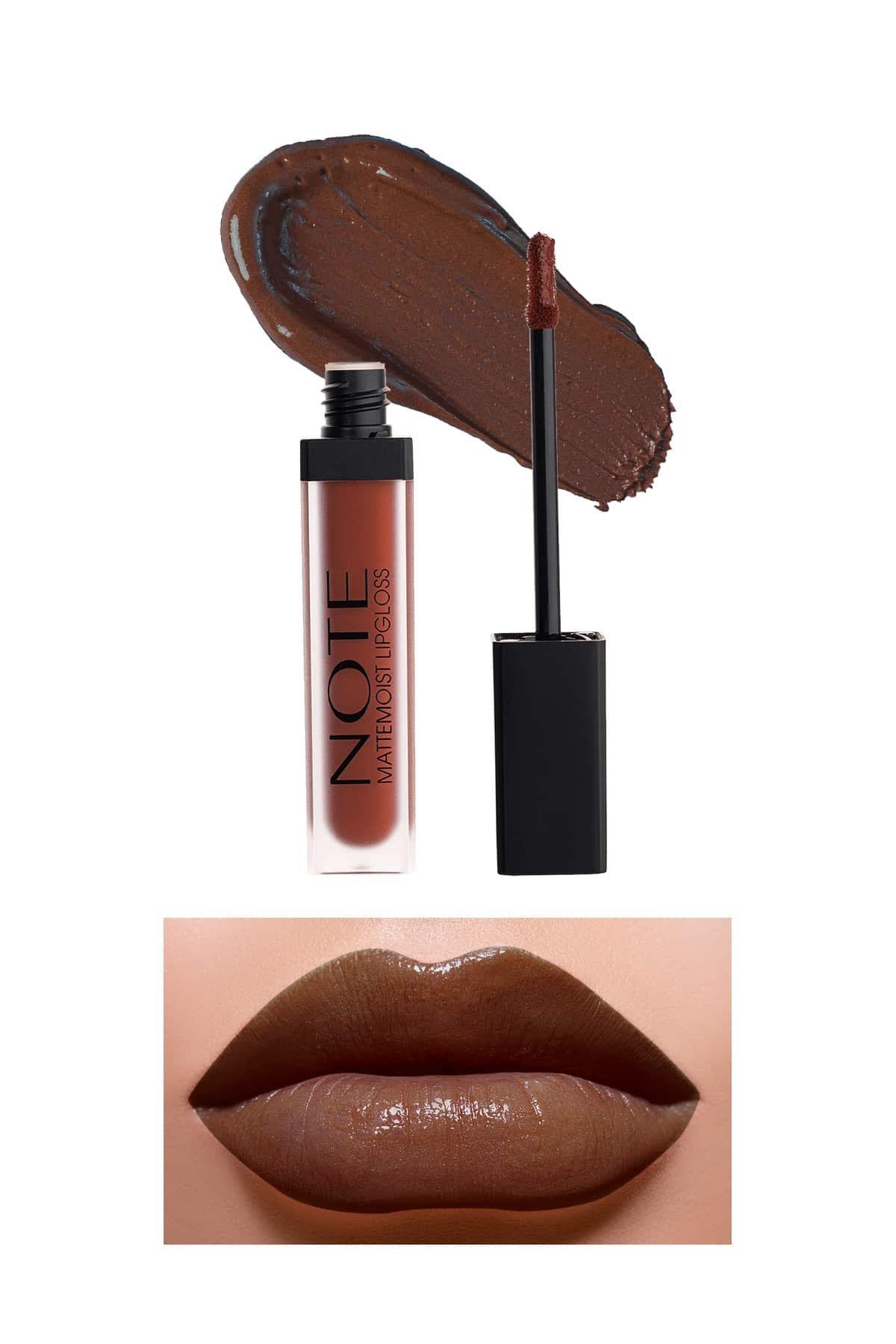 Note Mattemoist Lipgloss 416 Clover Brown Yarı Mat Saten Bitişli Likit Ruj - Kahverengi-30110797