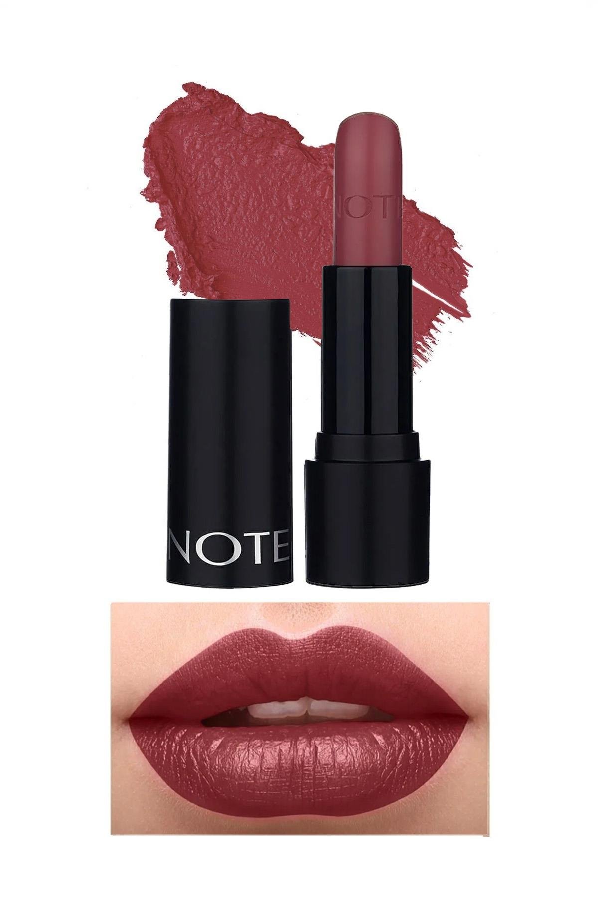 Note Deep Impact Lipstick 08 Sophisticate Burgundy Kremsi Dokulu Yarı Parlak Ruj - Kırmızı-30110857