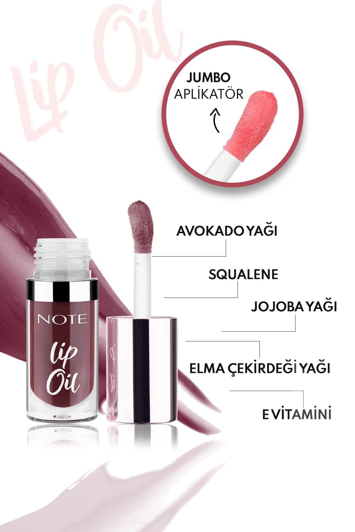 Note Lip Oil 30 Deep Berry Nemlendirici ve Parlatıcı Dudak Bakım Yağı - Mor-30111422