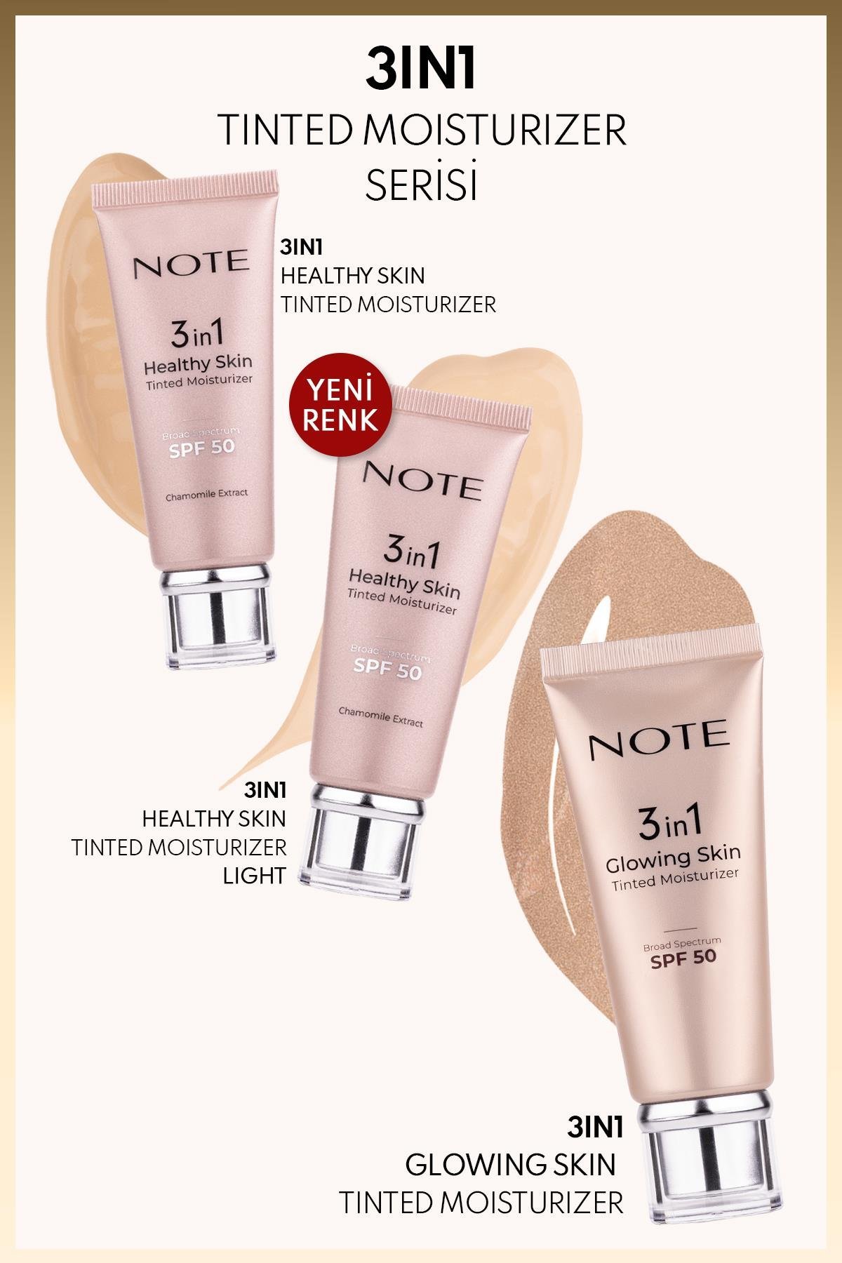 Note 3 in 1 Healthy Skin Tinted Moisturizer 50 SPF Renk Ton Eşitleyici Aydınlatıcı Krem - 00 Light Açık Ton-30111447