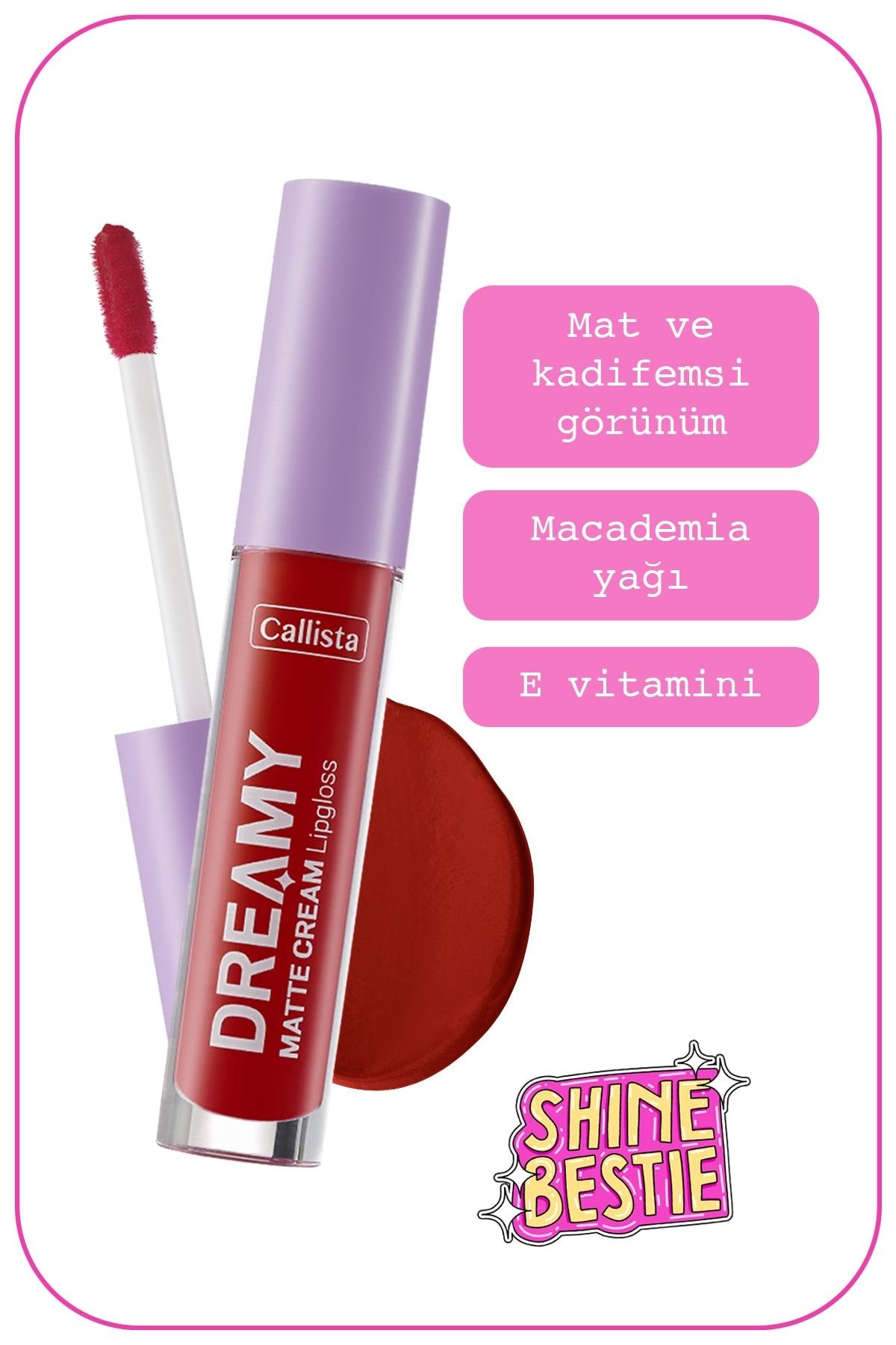 Callista Dreamy Matte Cream Mat Görünümlü Lipgloss 204 Hot Girl Check - Kırmızı-40110082